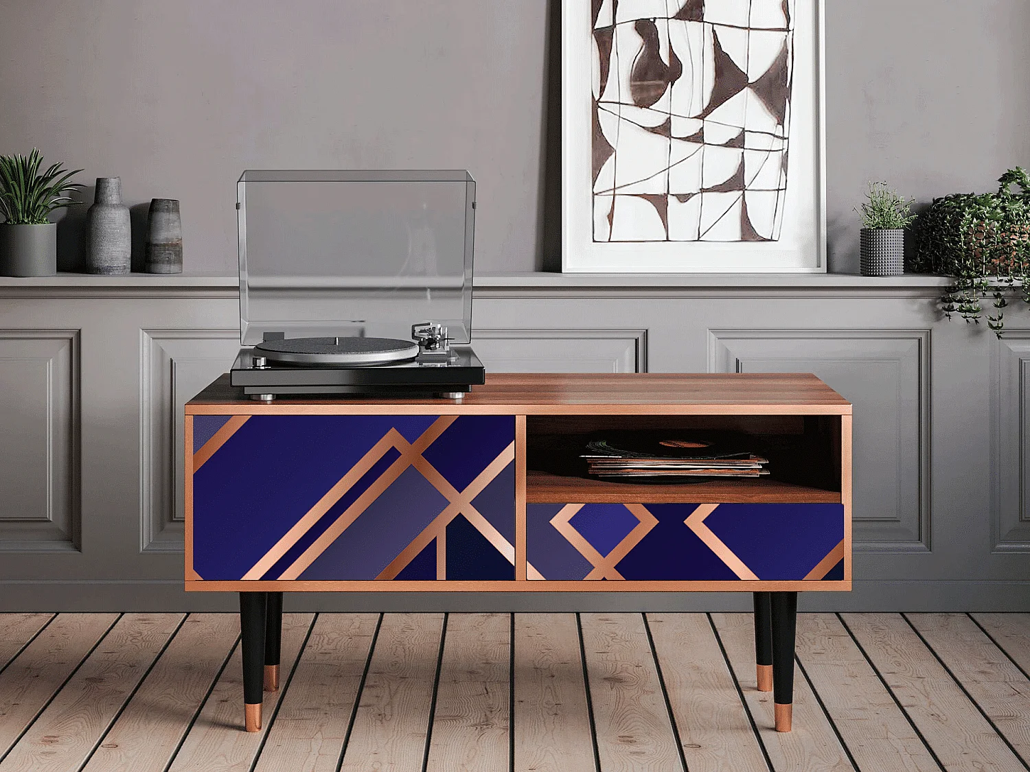 TV-Möbel - 115х59х48 cm - T3 - Aquamarine Getsby, Walnuss