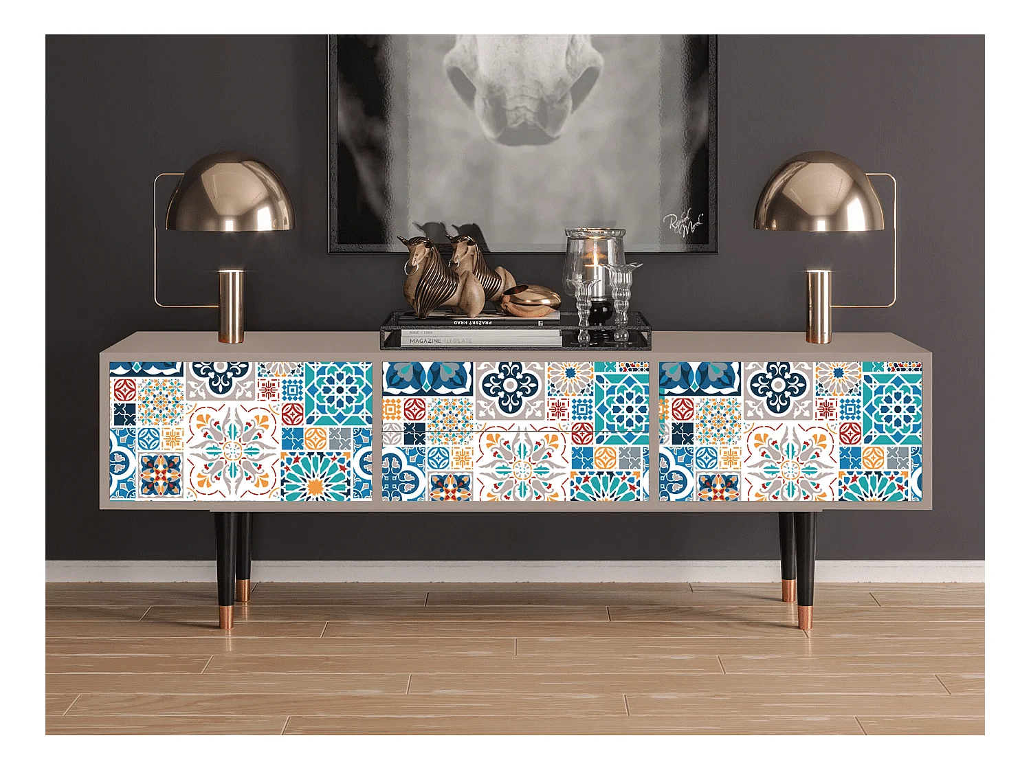 Mobile TV - 170х59х48 cm - T4 - Moroccan Market, Latte