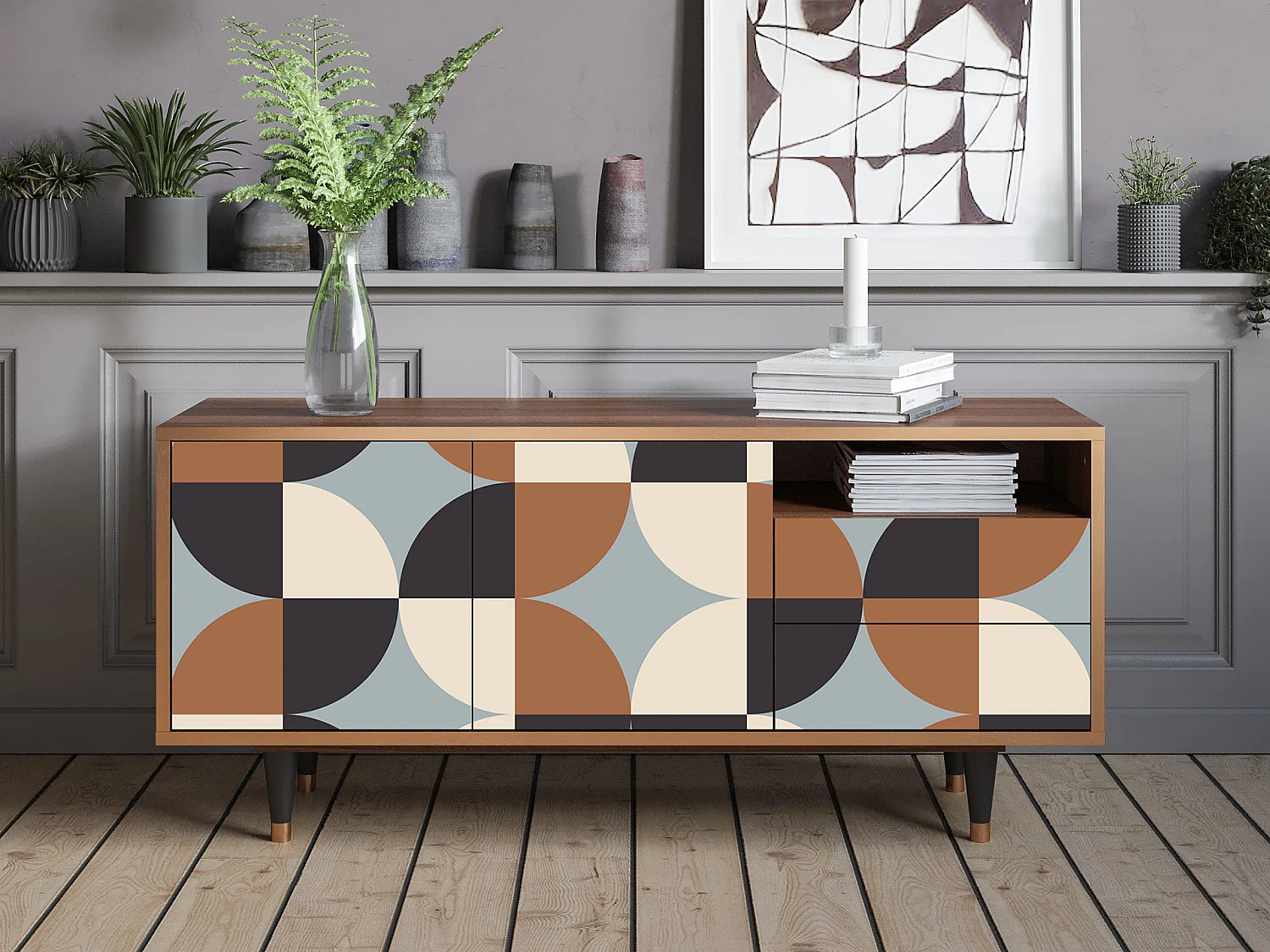 Mueble de TV - 125х56х41 cm - T7 - Brown Sensation, Nogal