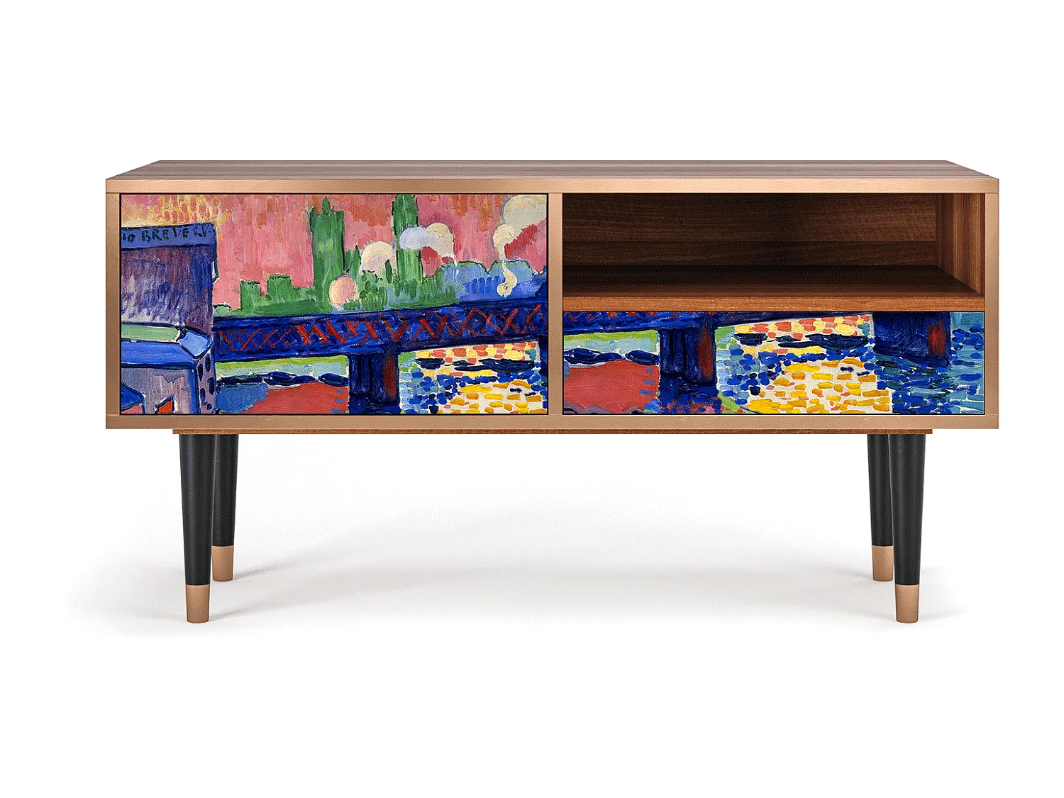 Meuble TV - 115х59х48 cm - T3 - Charing Cross Bridge, Noyer