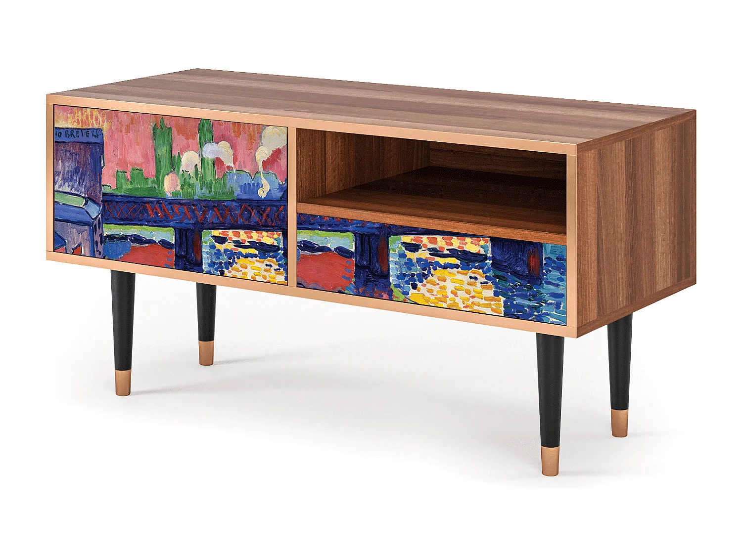 Meuble TV - 115х59х48 cm - T3 - Charing Cross Bridge, Noyer