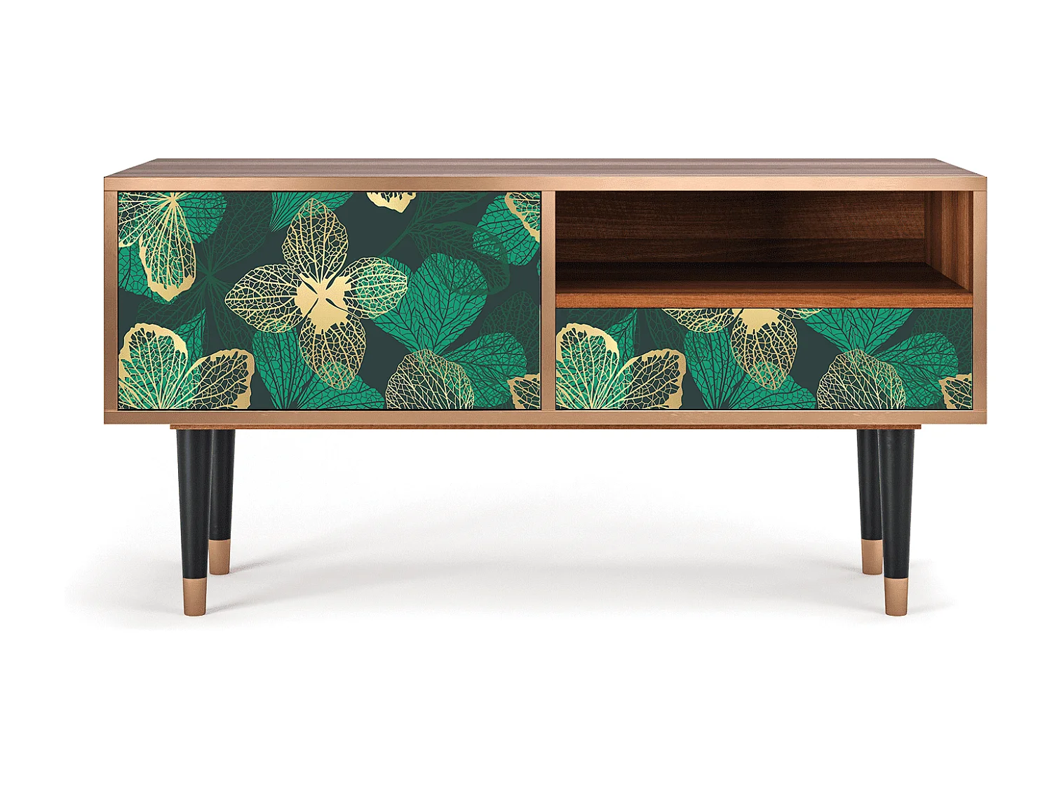 Meuble TV - 115х59х48 cm - T3 - Green Flower, Noyer