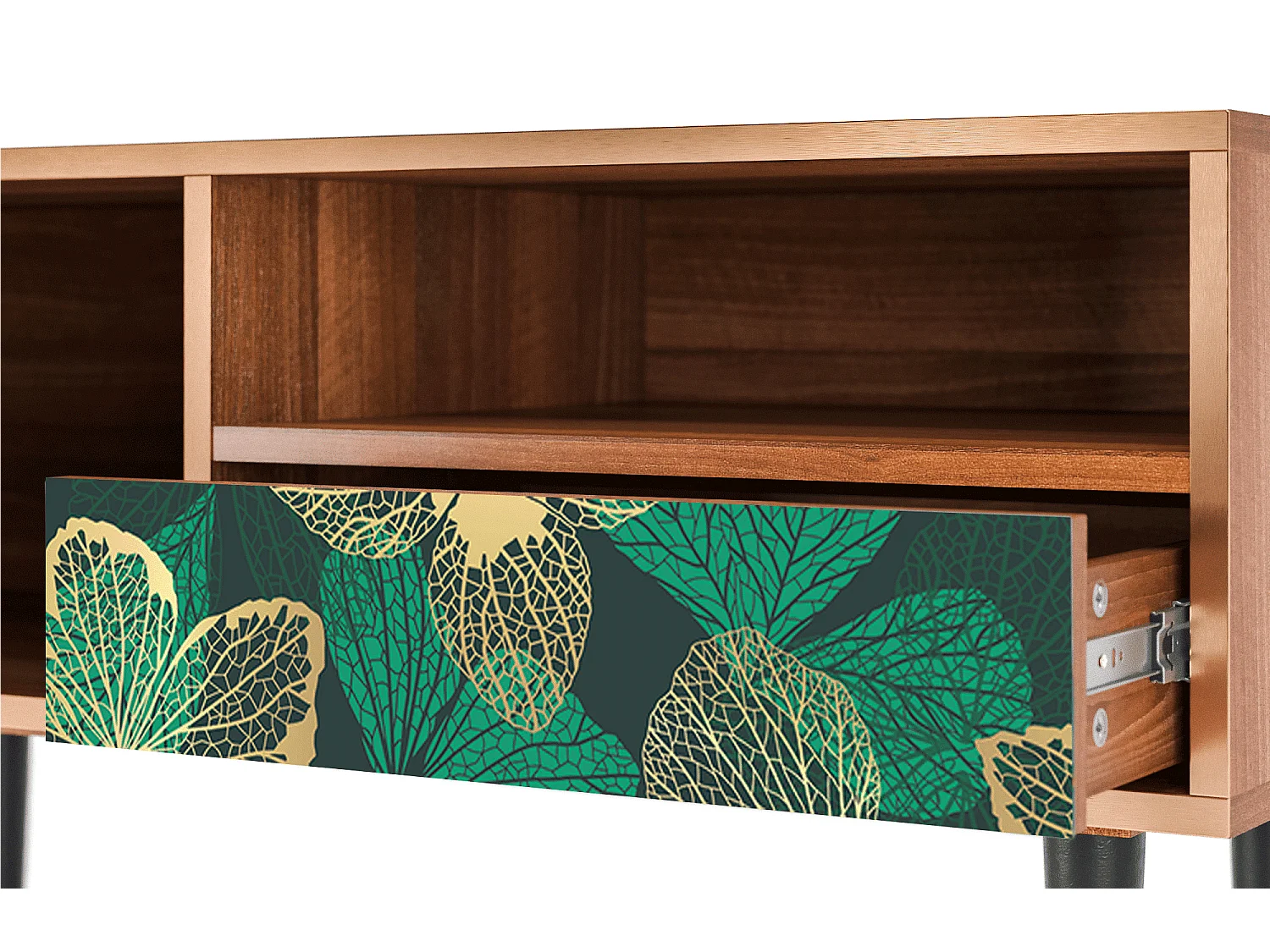 Meuble TV - 115х59х48 cm - T3 - Green Flower, Noyer