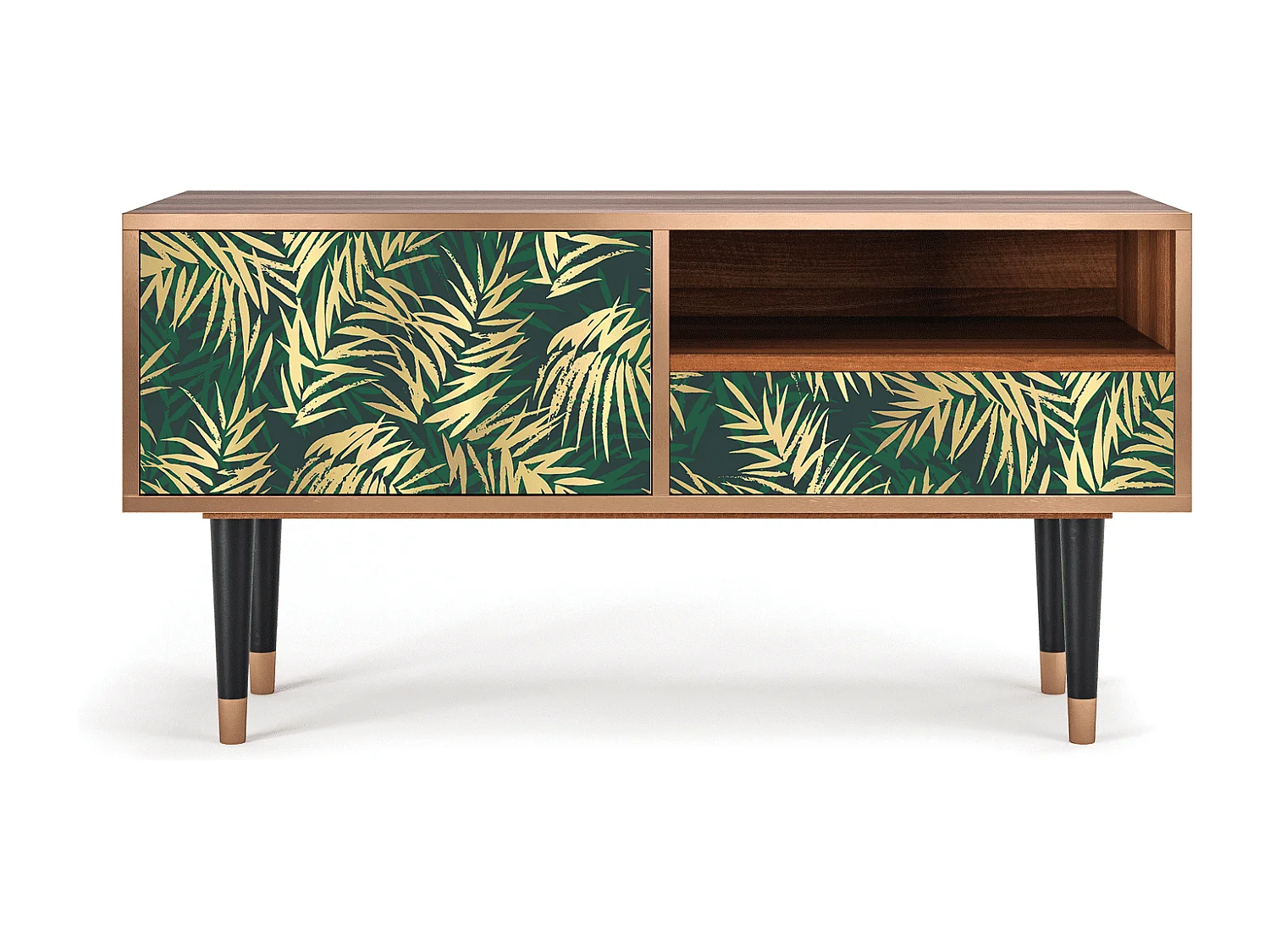 Meuble TV - 115х59х48 cm - T3 - Sunny Palm Tree, Noyer