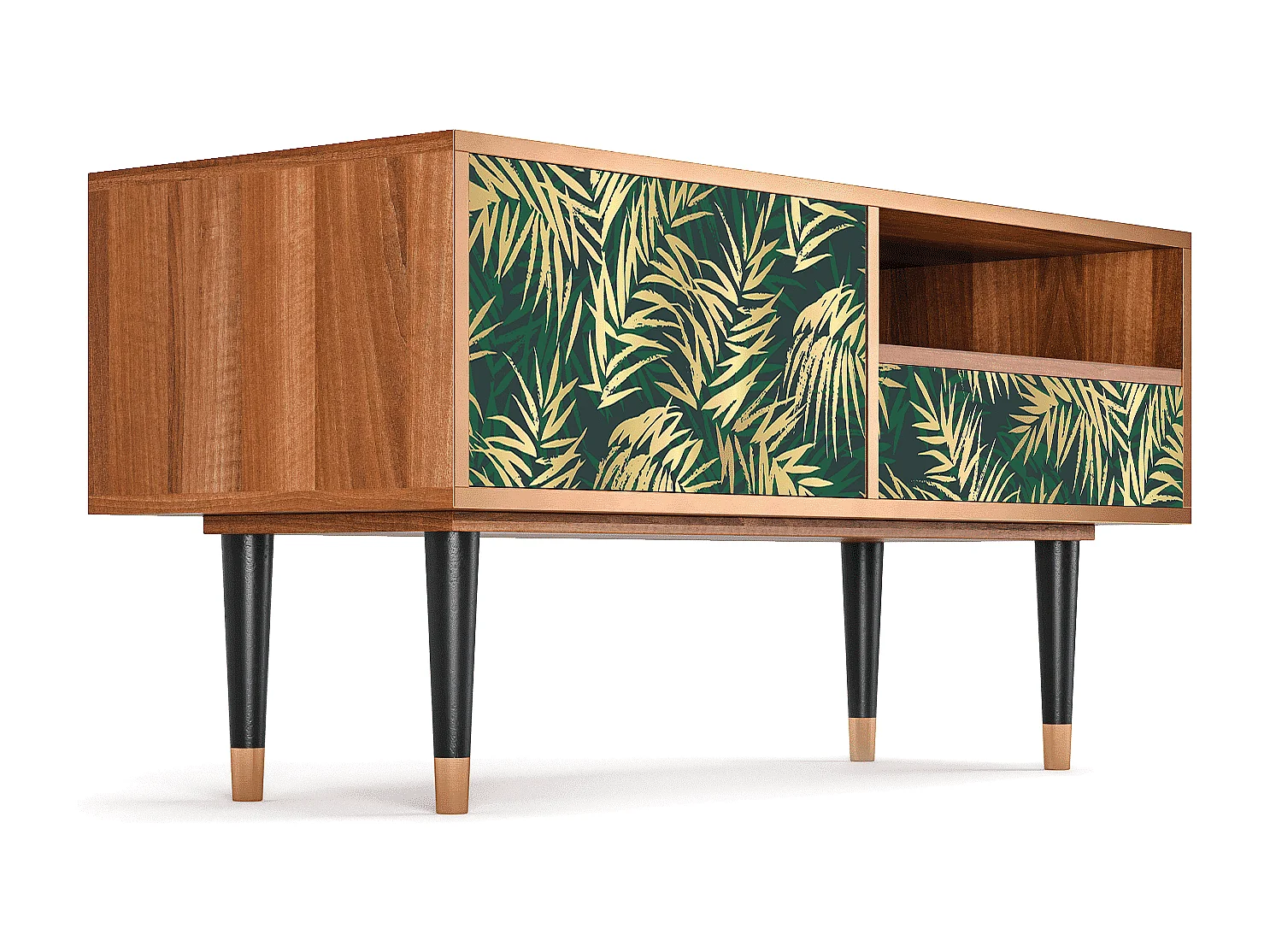 Meuble TV - 115х59х48 cm - T3 - Sunny Palm Tree, Noyer