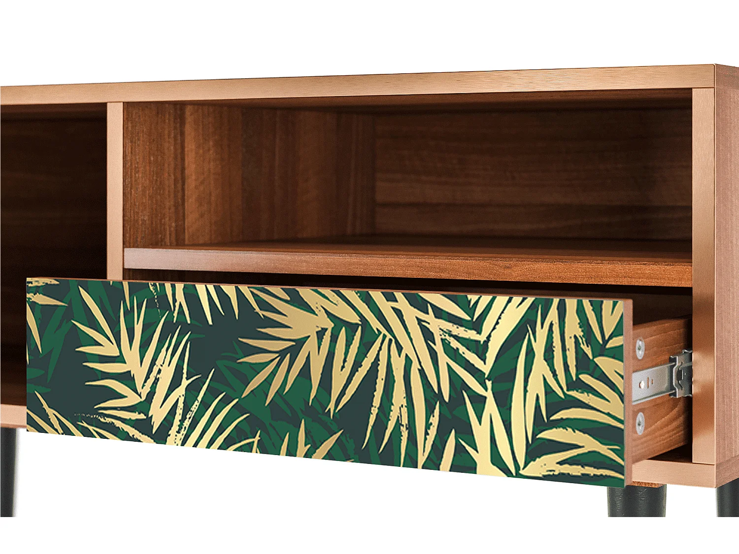 Meuble TV - 115х59х48 cm - T3 - Sunny Palm Tree, Noyer