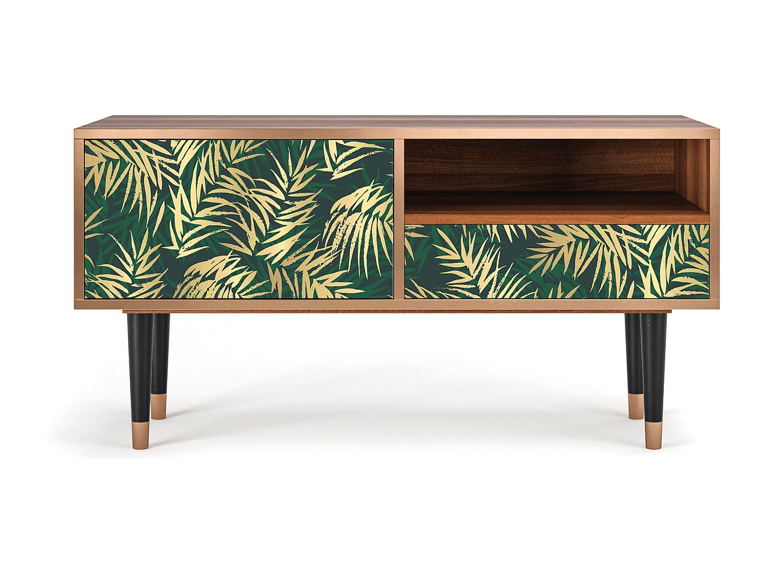 Meuble TV - 115х59х48 cm - T3 - Sunny Palm Tree, Noyer