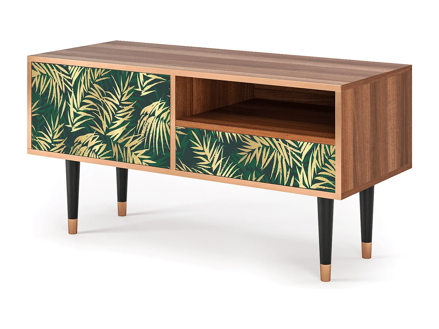 Meuble TV - 115х59х48 cm - T3 - Sunny Palm Tree, Noyer