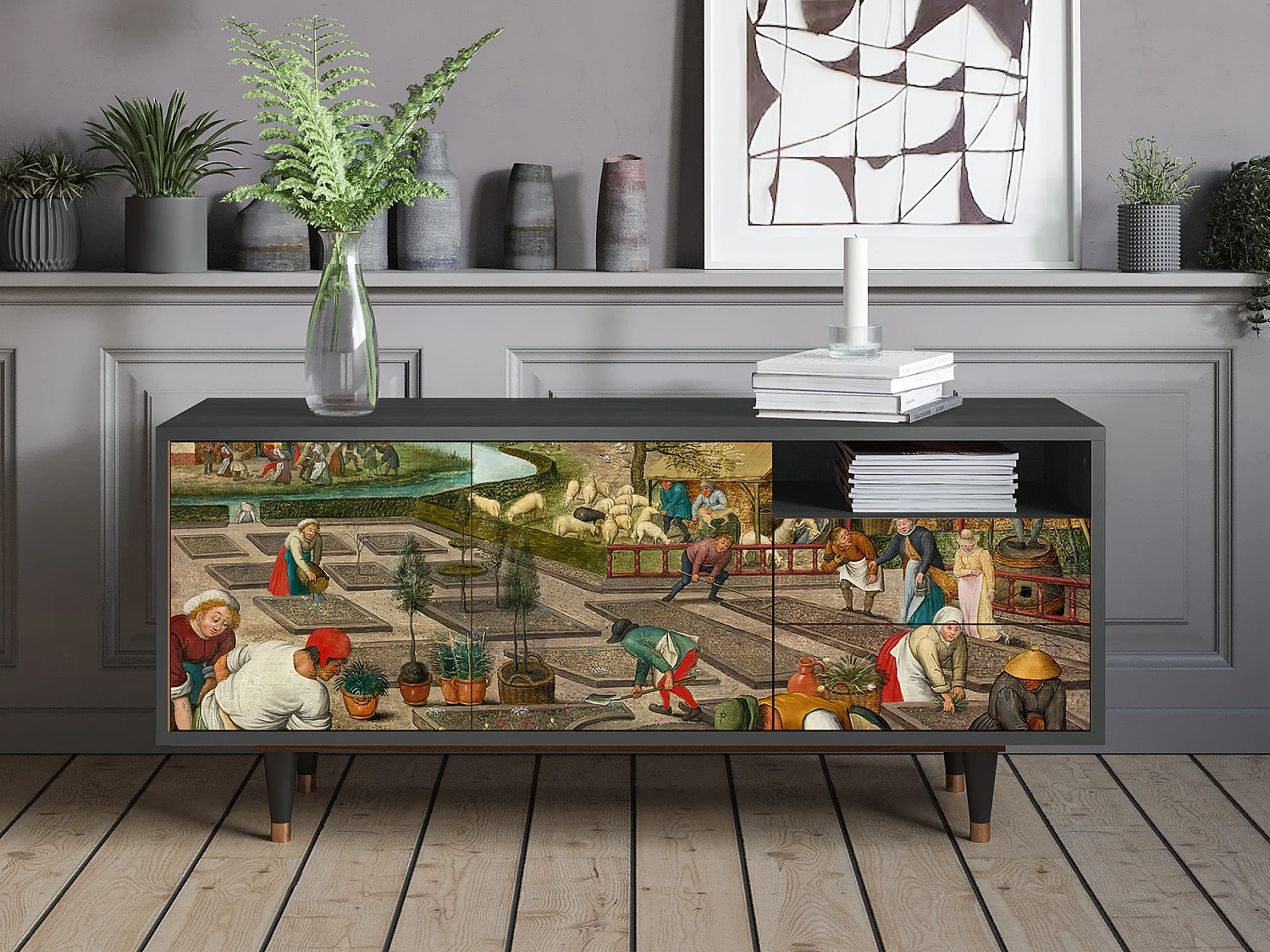 TV-Möbel - 125х56х41 cm - T7 - The Younger - Spring, Anthrazit