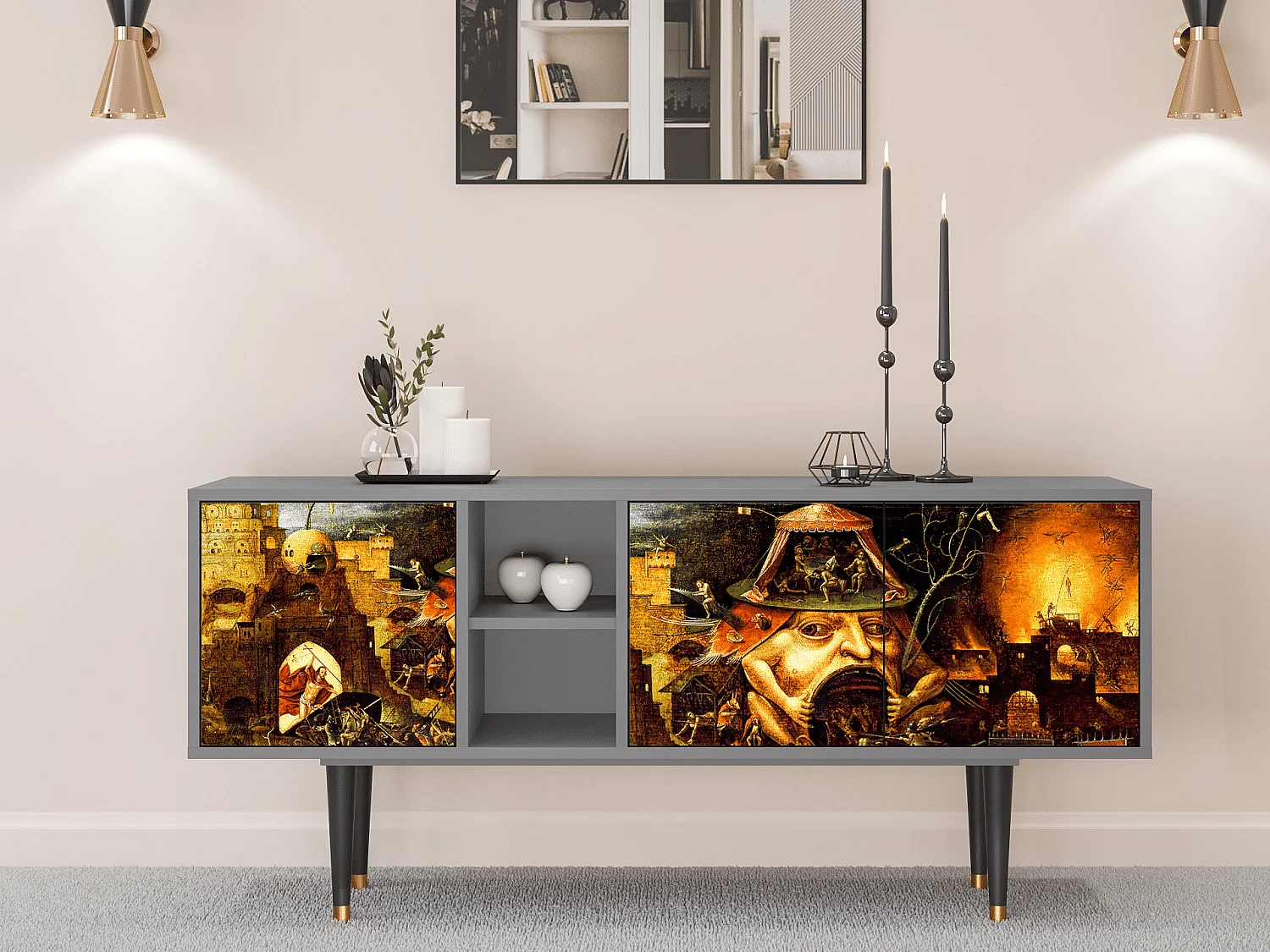 TV-meubel - 150х69х41 cm - T5 - Christ in Limbo, Grijs