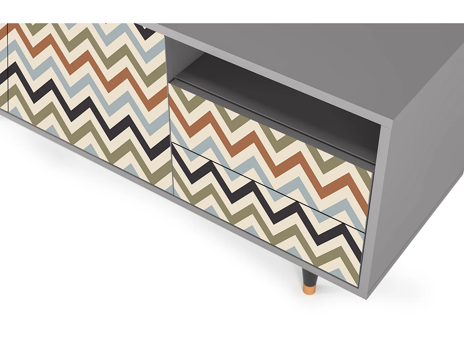 TV-Möbel - 125х56х41 cm - T7 - Bright Ripple, Grau