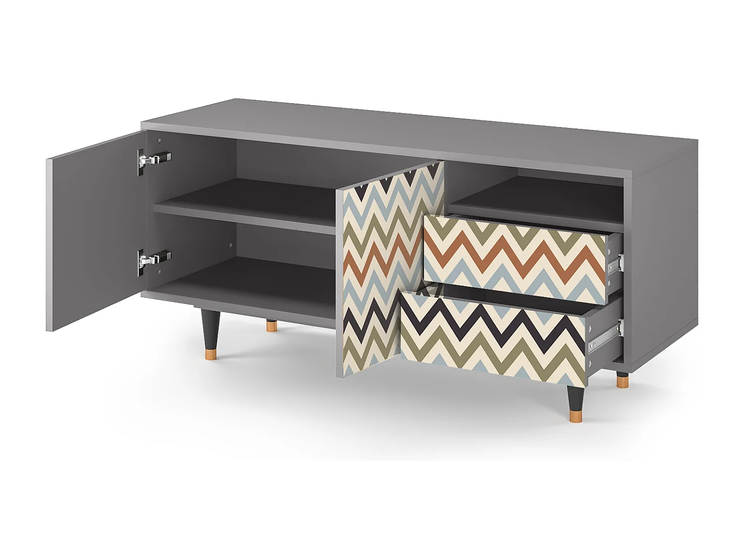 TV-Möbel - 125х56х41 cm - T7 - Bright Ripple, Grau