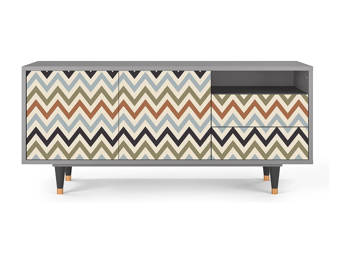 TV-Möbel - 125х56х41 cm - T7 - Bright Ripple, Grau