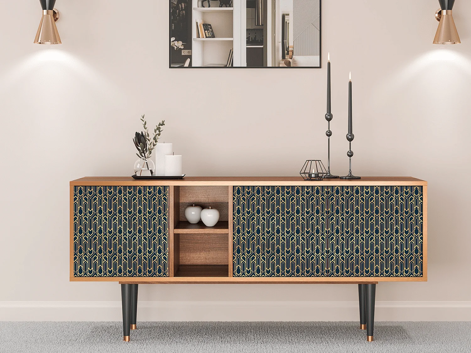 Szafka RTV - 150х69х41 cm - T5 - Golden Empire, Orzech