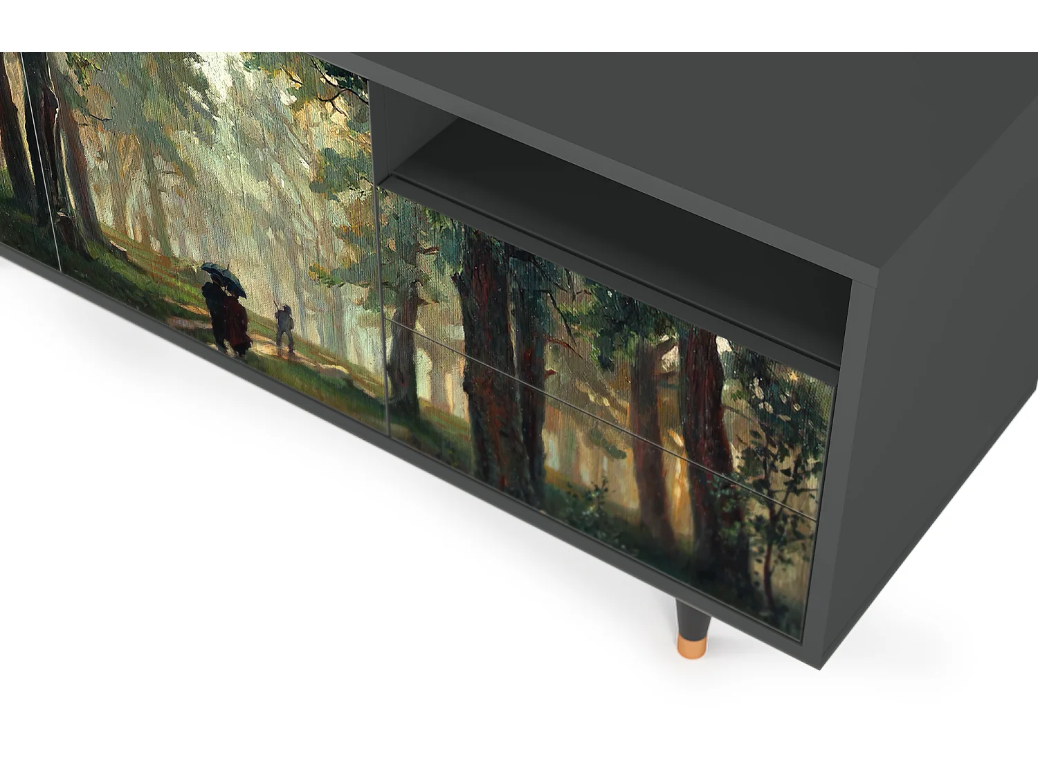 TV-Möbel - 125х56х41 cm - T7 -  Rain in the Oak Forest, Anthrazit