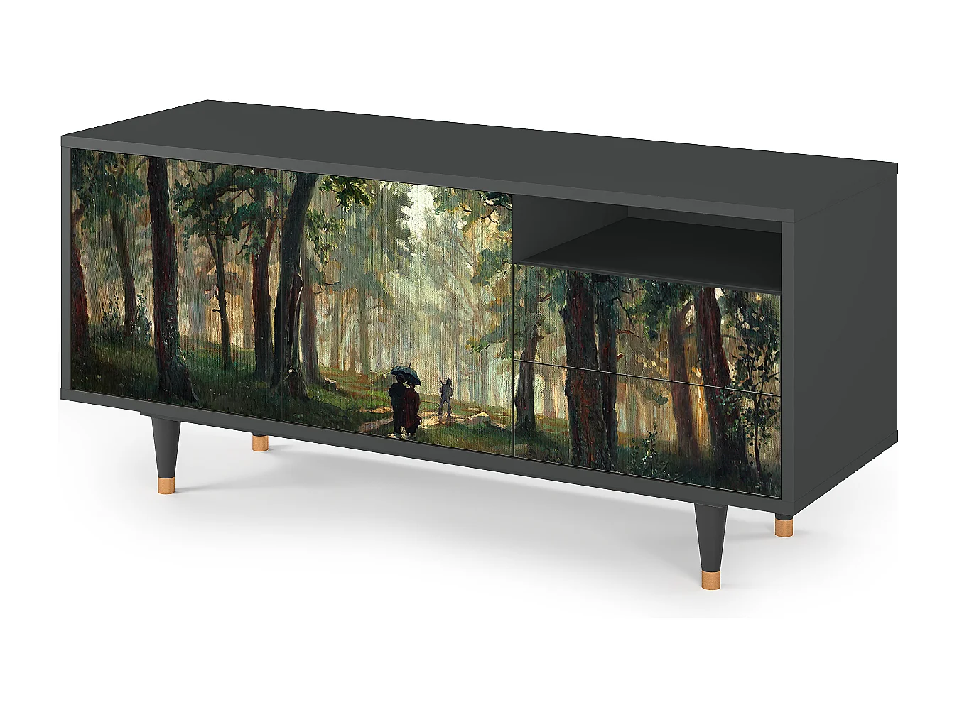 TV-Möbel - 125х56х41 cm - T7 -  Rain in the Oak Forest, Anthrazit