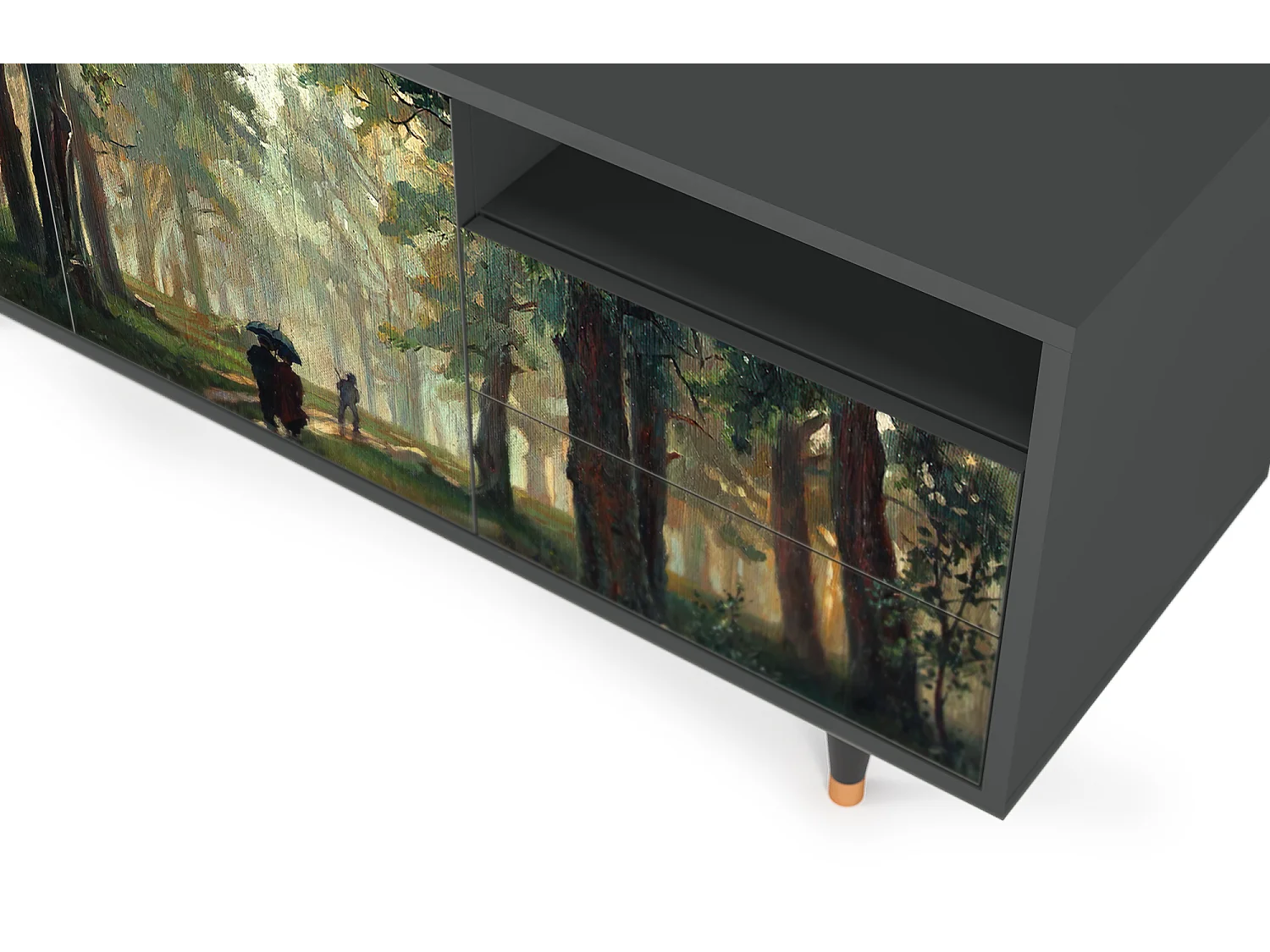 TV-Möbel - 125х56х41 cm - T7 -  Rain in the Oak Forest, Anthrazit