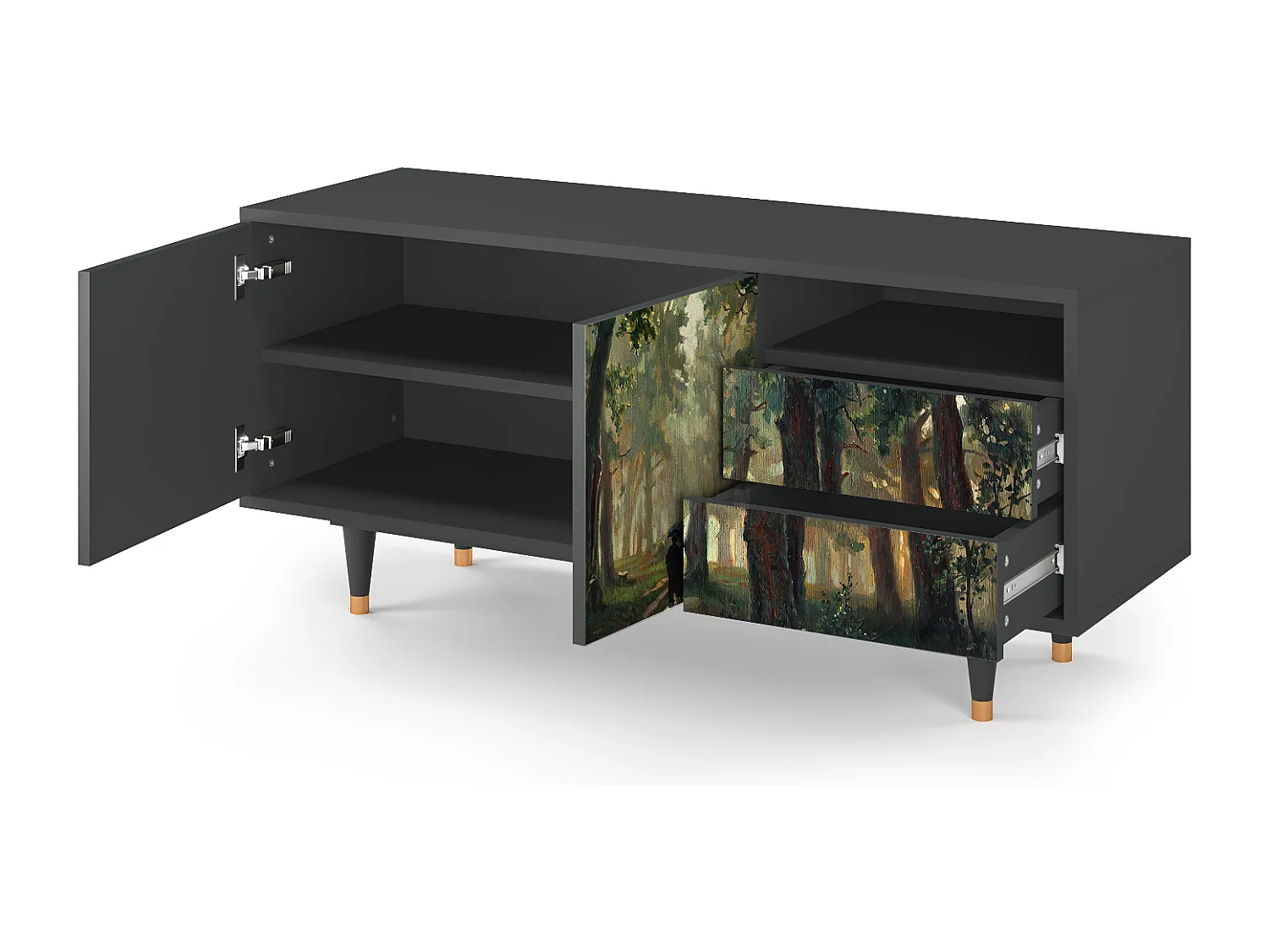 TV-Möbel - 125х56х41 cm - T7 -  Rain in the Oak Forest, Anthrazit