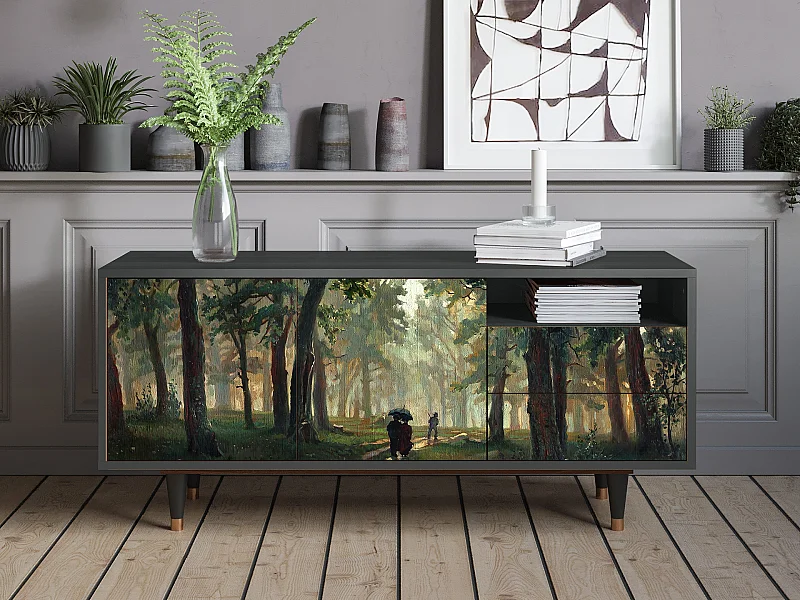 TV-Möbel - 125х56х41 cm - T7 -  Rain in the Oak Forest, Anthrazit