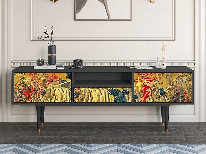 Szafka RTV - 170х59х41 cm - T6 - Blood by James Jean, Antracyt