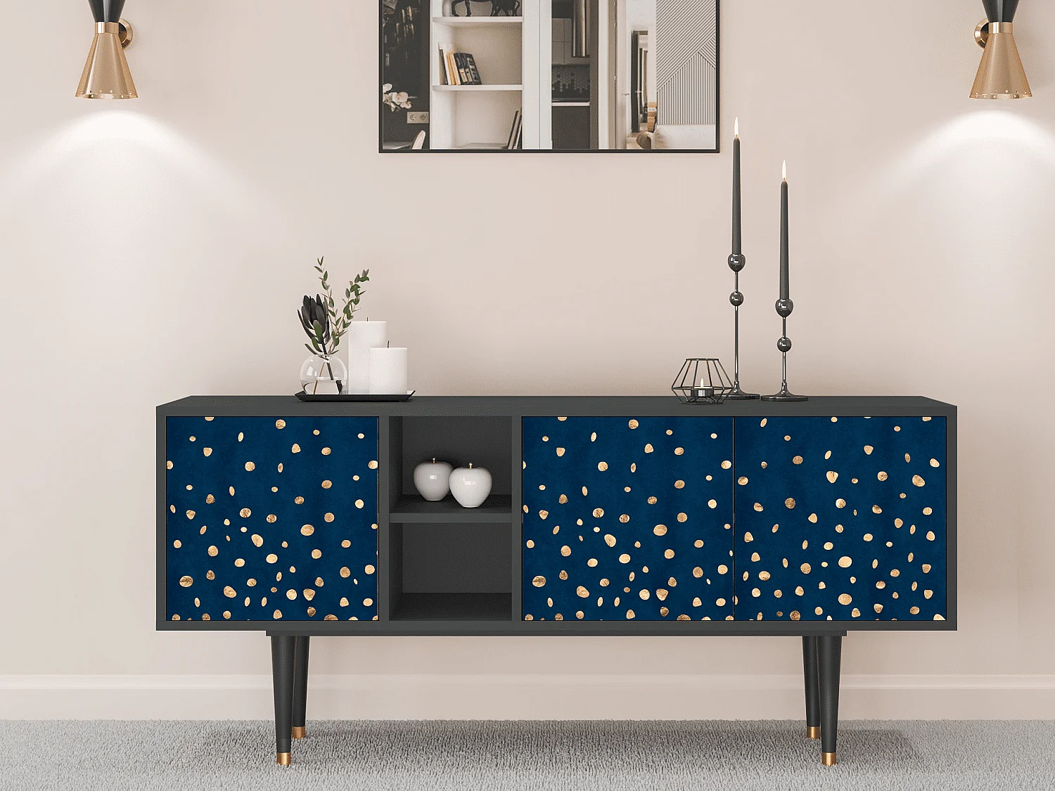 Mueble de TV - 150х69х41 cm - T5 - Night Skies, Antracita