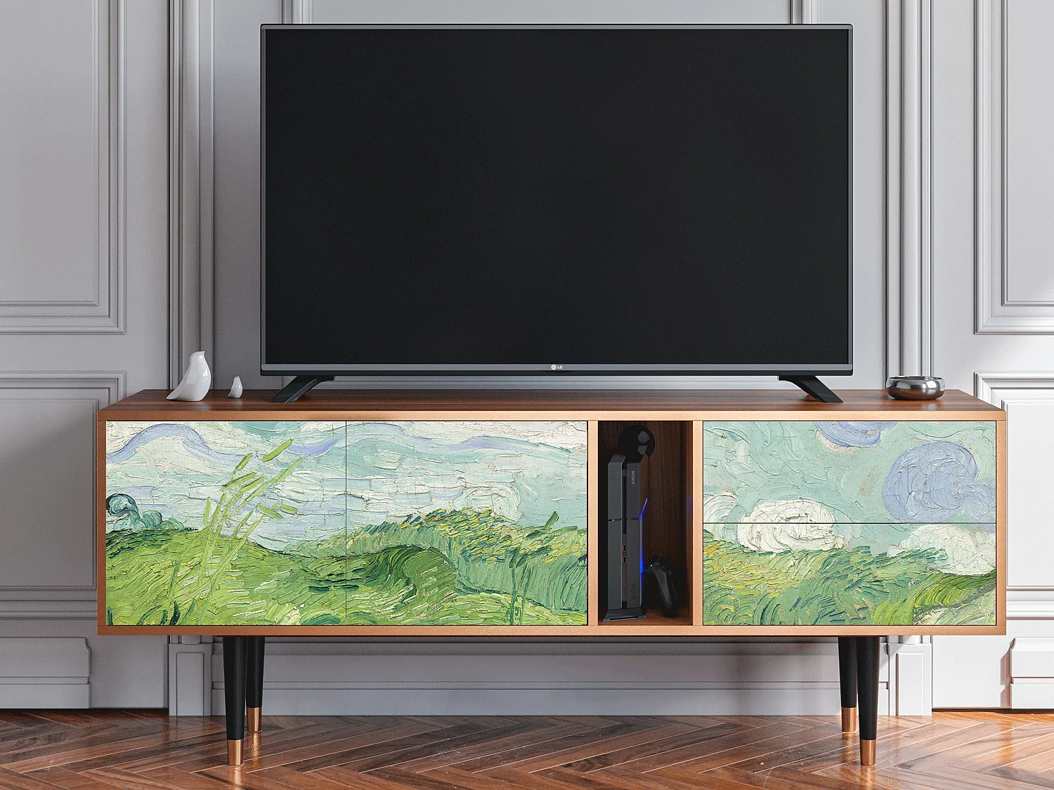 Mobile TV - 170х69х48 cm - T1 - Green Wheat Fields, Noce