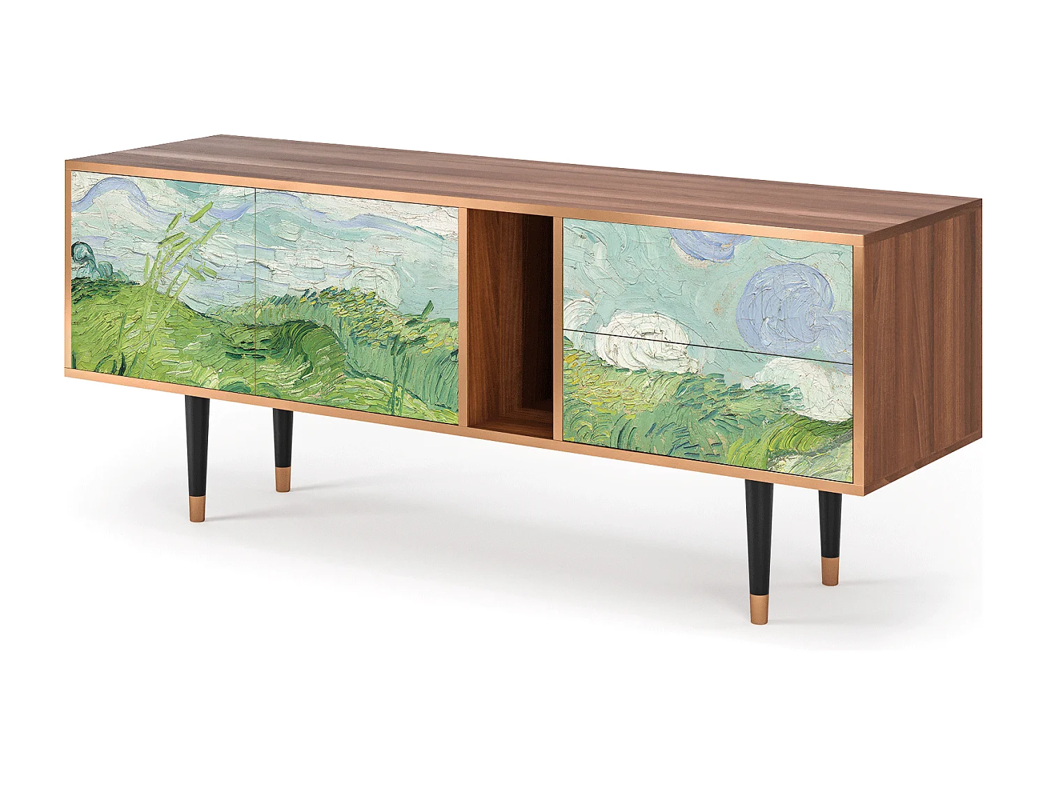 Mobile TV - 170х69х48 cm - T1 - Green Wheat Fields, Noce