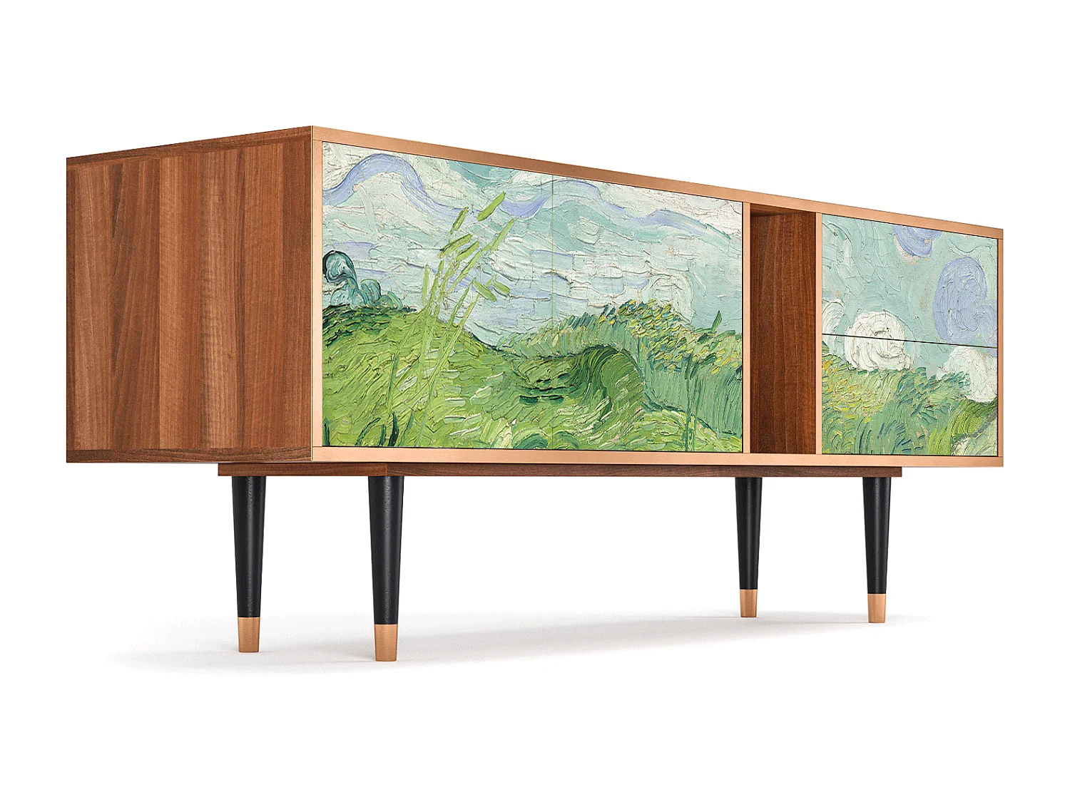 Mobile TV - 170х69х48 cm - T1 - Green Wheat Fields, Noce