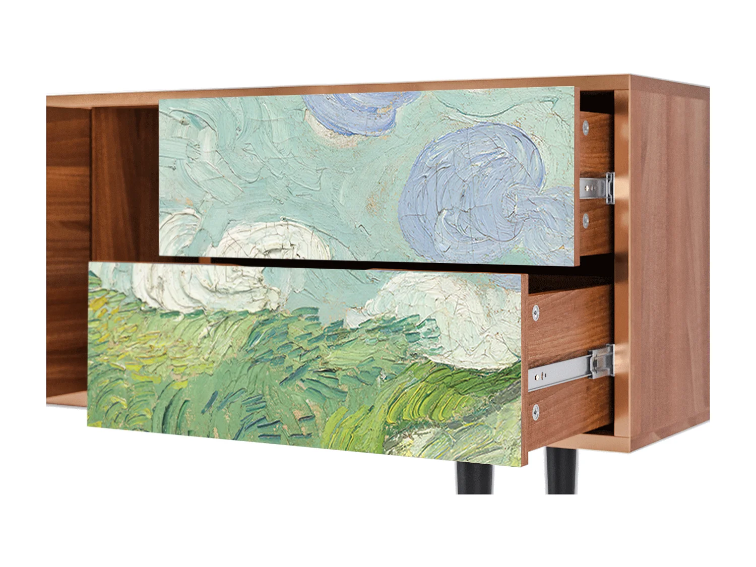 Mobile TV - 170х69х48 cm - T1 - Green Wheat Fields, Noce