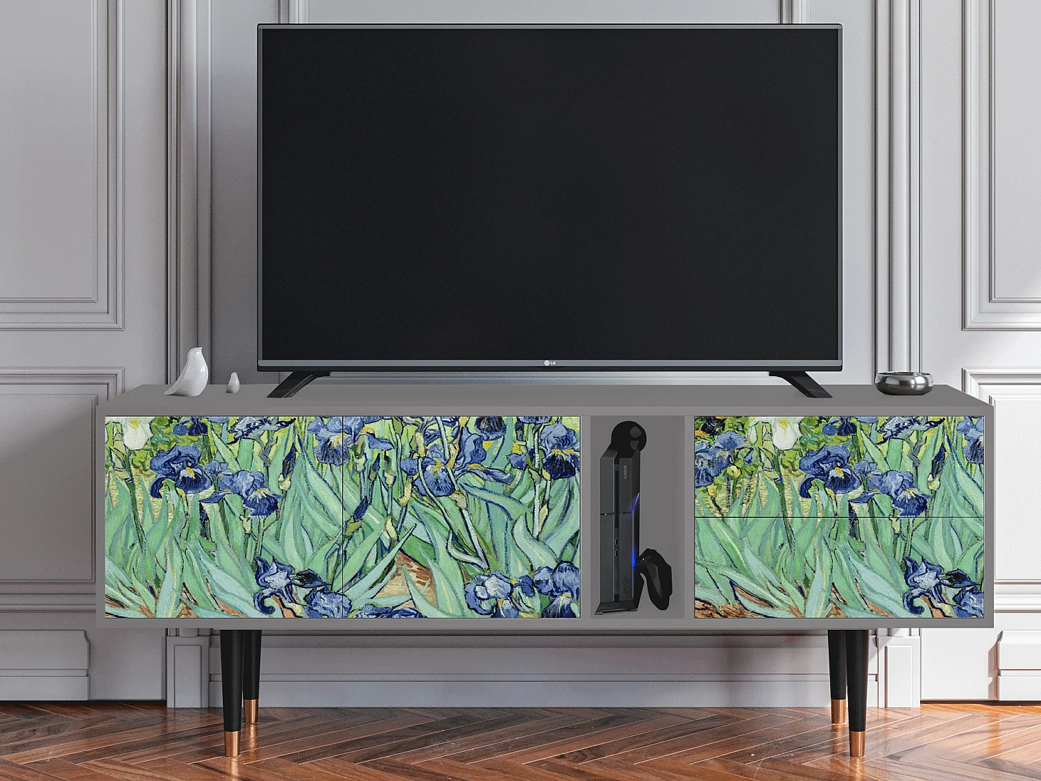Szafka RTV - 170х69х48 cm - T1 - Irises , Szary