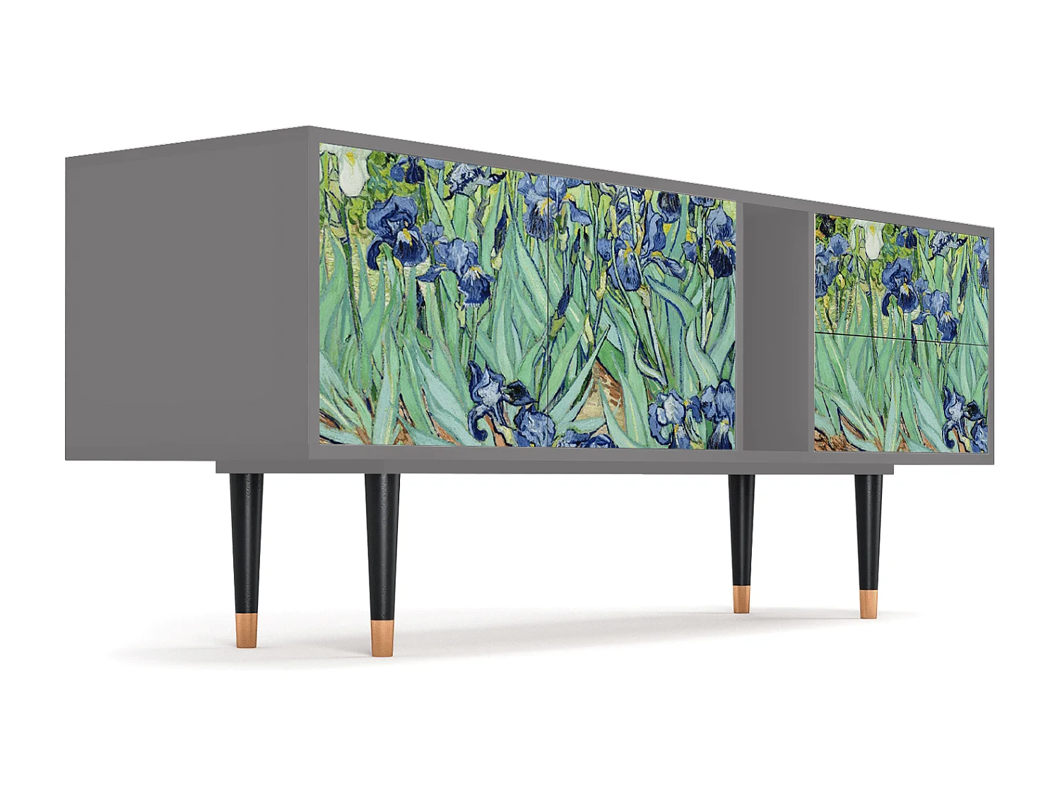 Szafka RTV - 170х69х48 cm - T1 - Irises , Szary