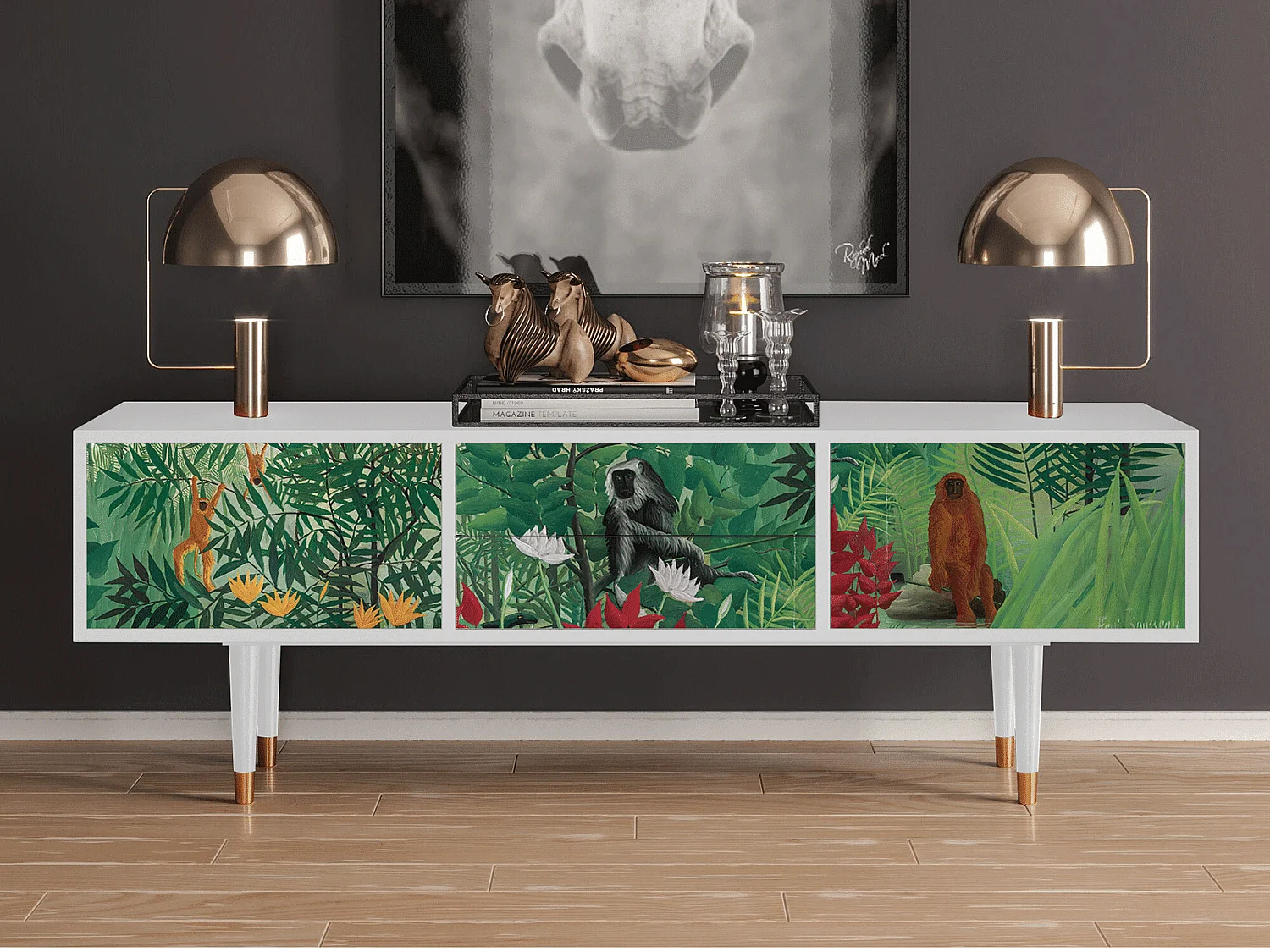 TV-Möbel - 170х59х48 cm - T4 - Jungles in Paris, Weiß