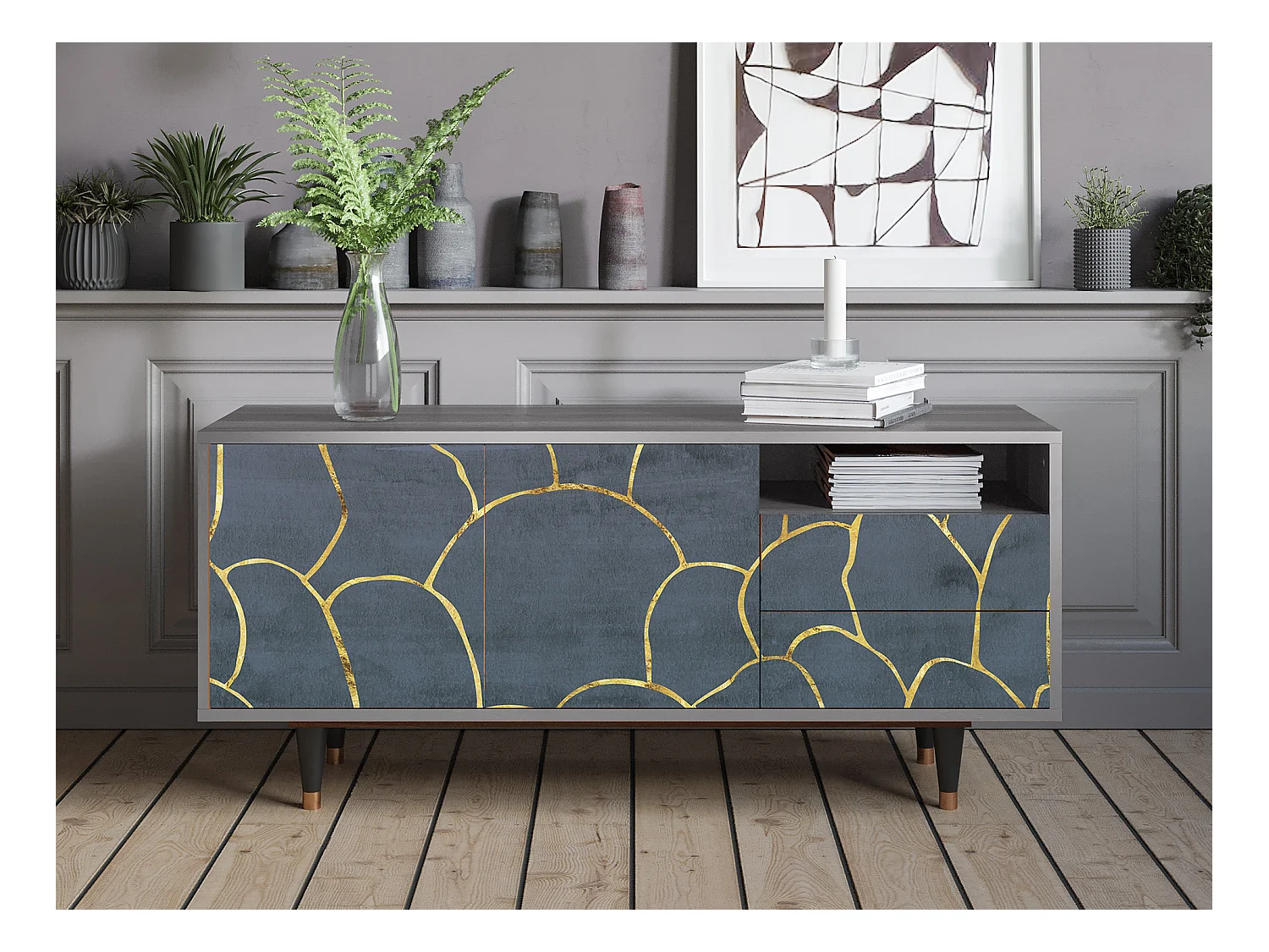 TV-Möbel - 125х56х41 cm - T7 - Blue Lagoon, Grau