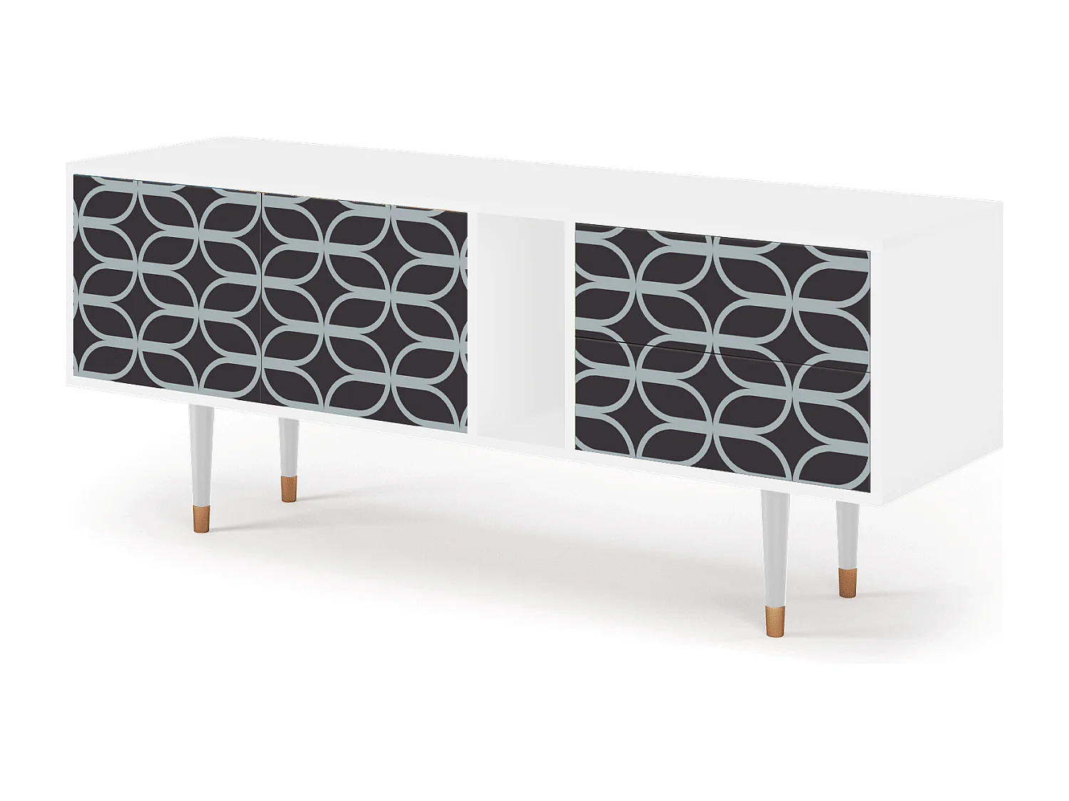 Meuble TV - 170х69х48 cm - T1 - Braided Blue, Blanc