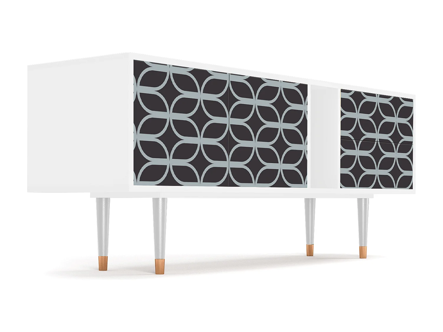 Meuble TV - 170х69х48 cm - T1 - Braided Blue, Blanc