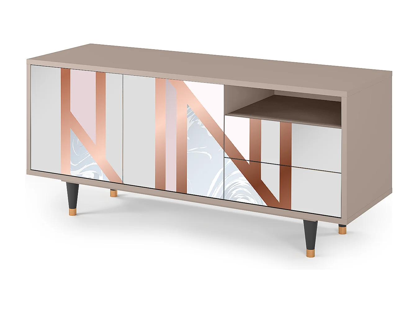 Meuble TV - 125х56х41 cm - T7 - Champagne Story, Latte