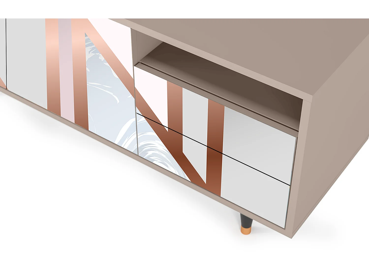 Meuble TV - 125х56х41 cm - T7 - Champagne Story, Latte