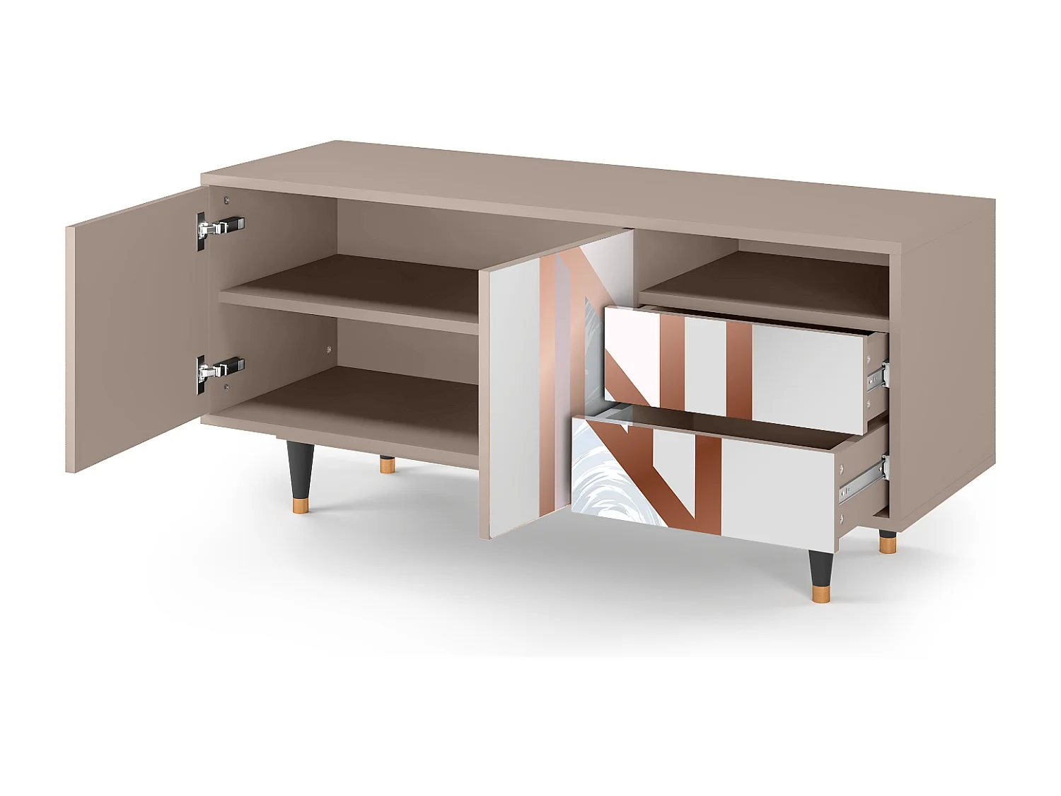 Meuble TV - 125х56х41 cm - T7 - Champagne Story, Latte