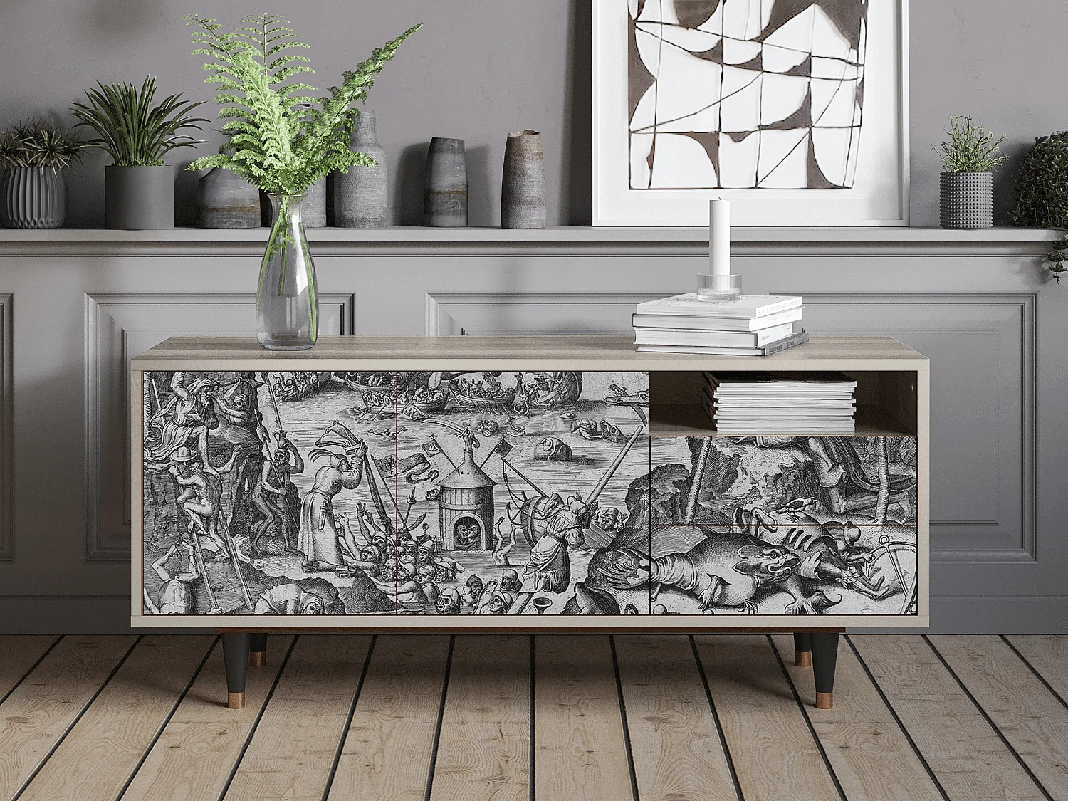 Meuble TV - 125х56х41 cm - T7 - The Temptation, Sable