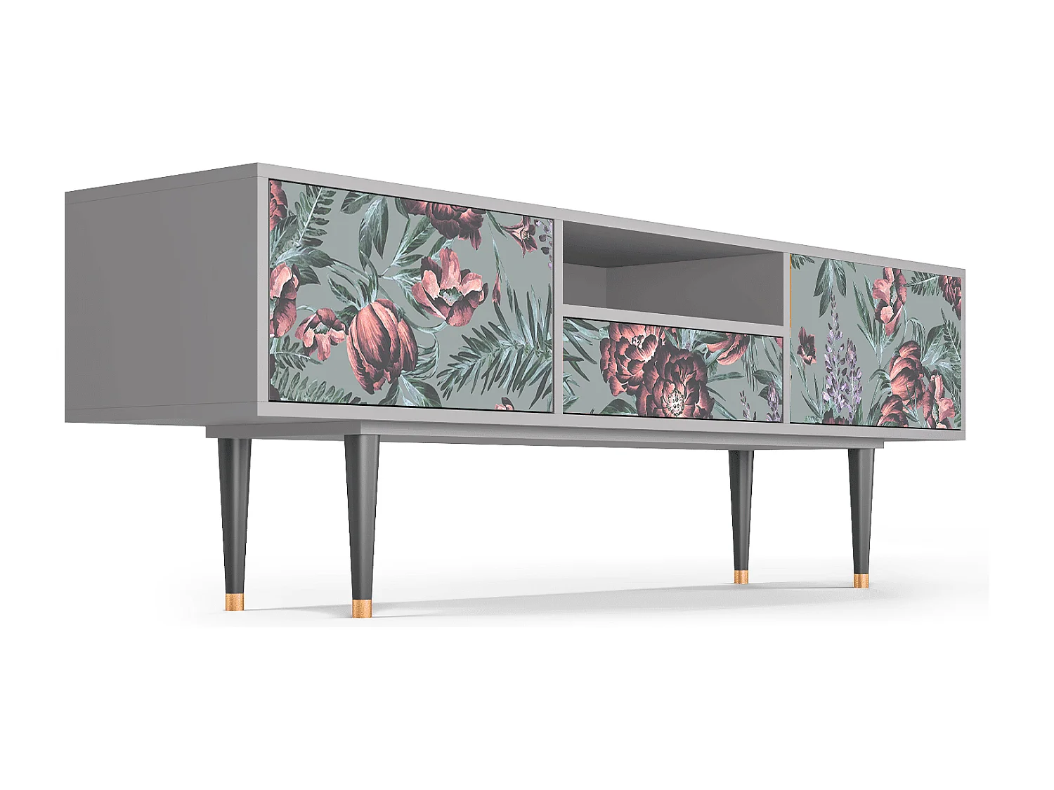 TV-meubel - 170х59х41 cm - T6 - Light Peonies, Grijs