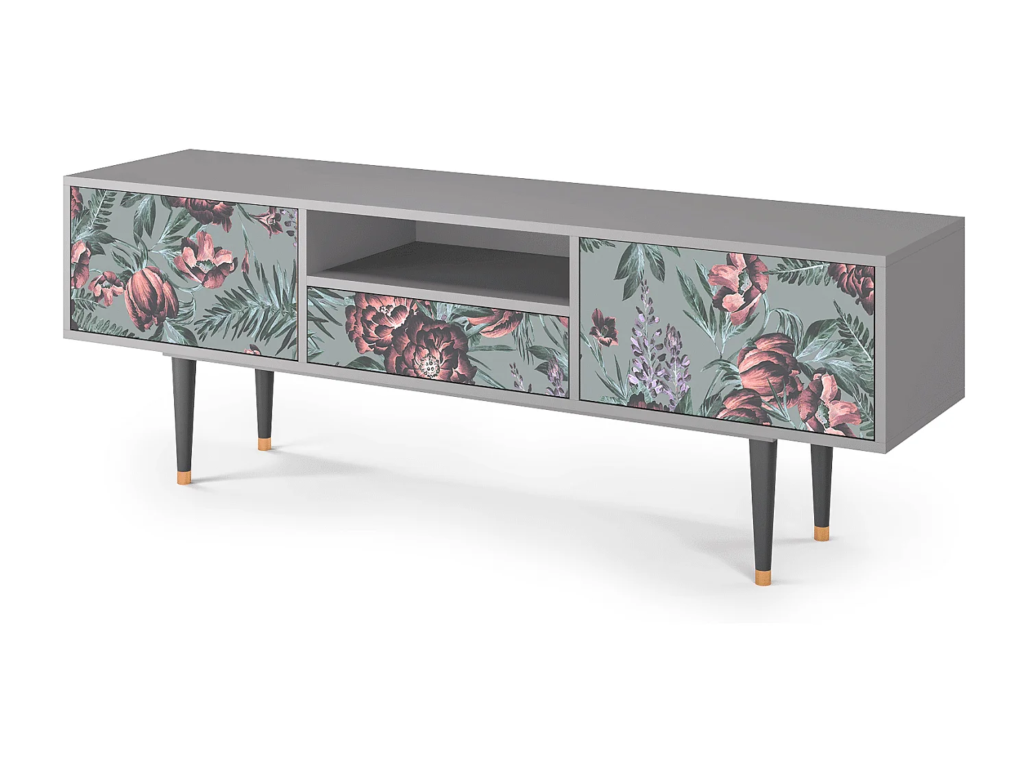 TV-Möbel - 170х59х41 cm - T6 - Light Peonies, Grau