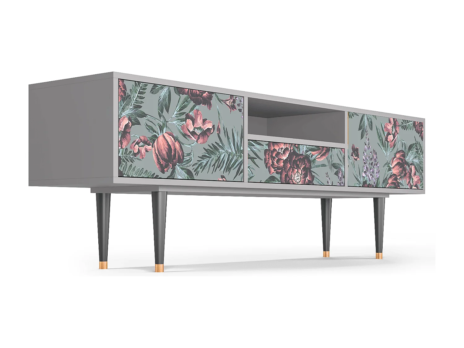 TV-Möbel - 170х59х41 cm - T6 - Light Peonies, Grau