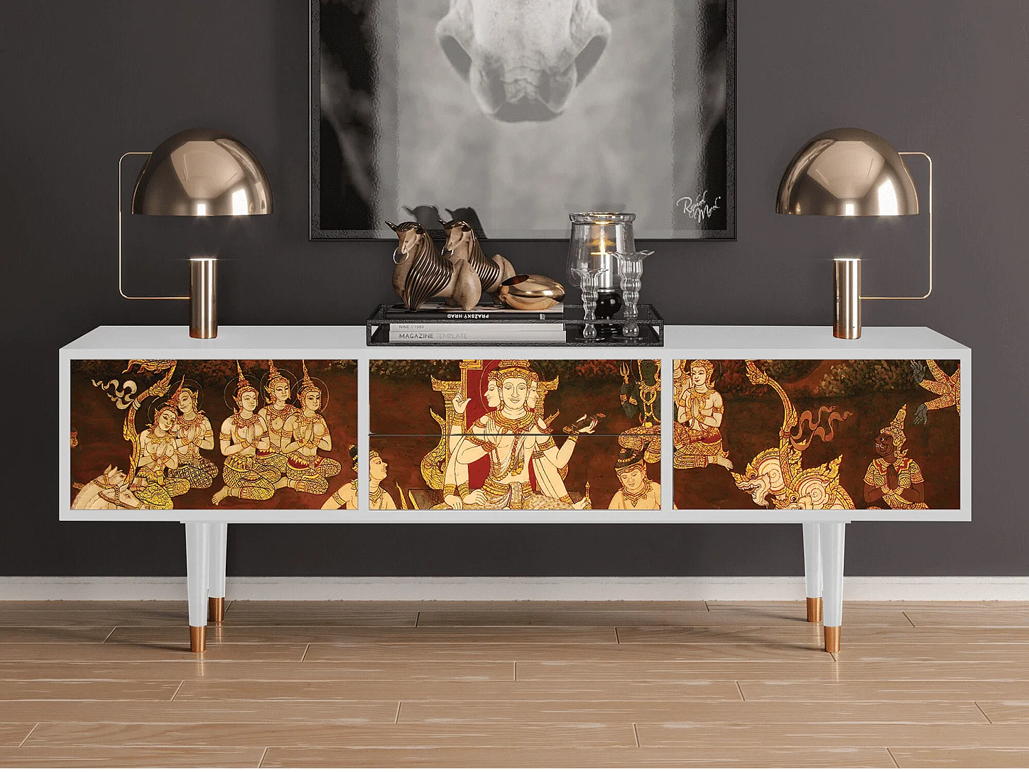 Szafka RTV - 170х59х48 cm - T4 - Malyavan, Biały