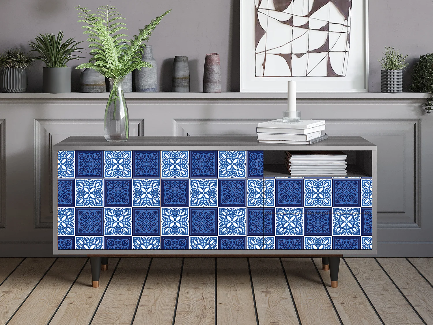 TV-Möbel - 125х56х41 cm - T7 - Light Path, Grau