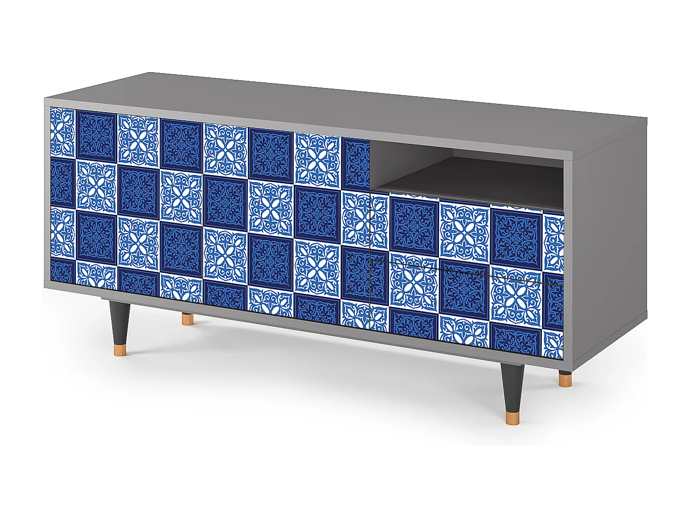 Meuble TV - 125х56х41 cm - T7 - Light Path, Gris