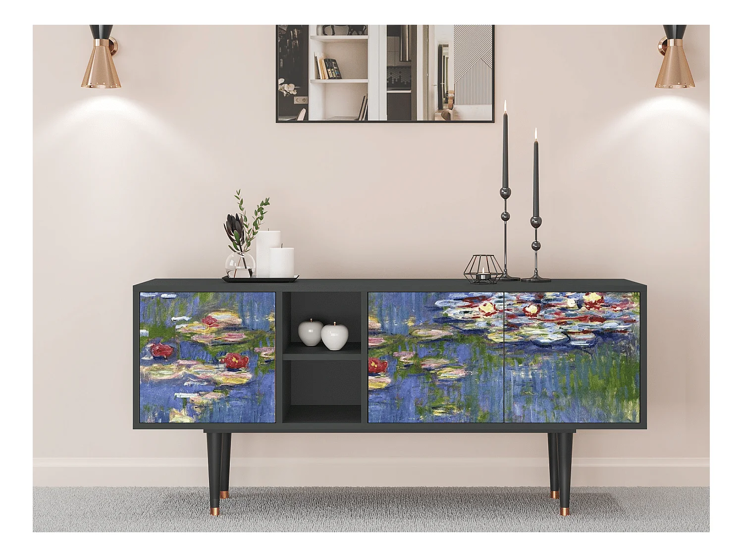 Meuble TV - 150х69х41 cm - T5 - The water lily pond  , Anthracite
