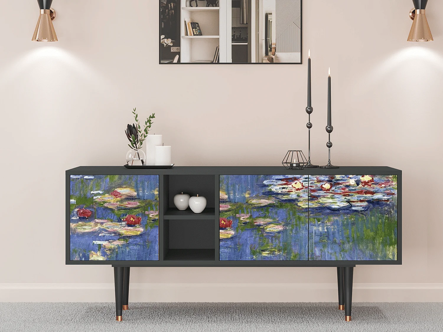 TV-meubel - 150х69х41 cm - T5 - The water lily pond  , Antraciet