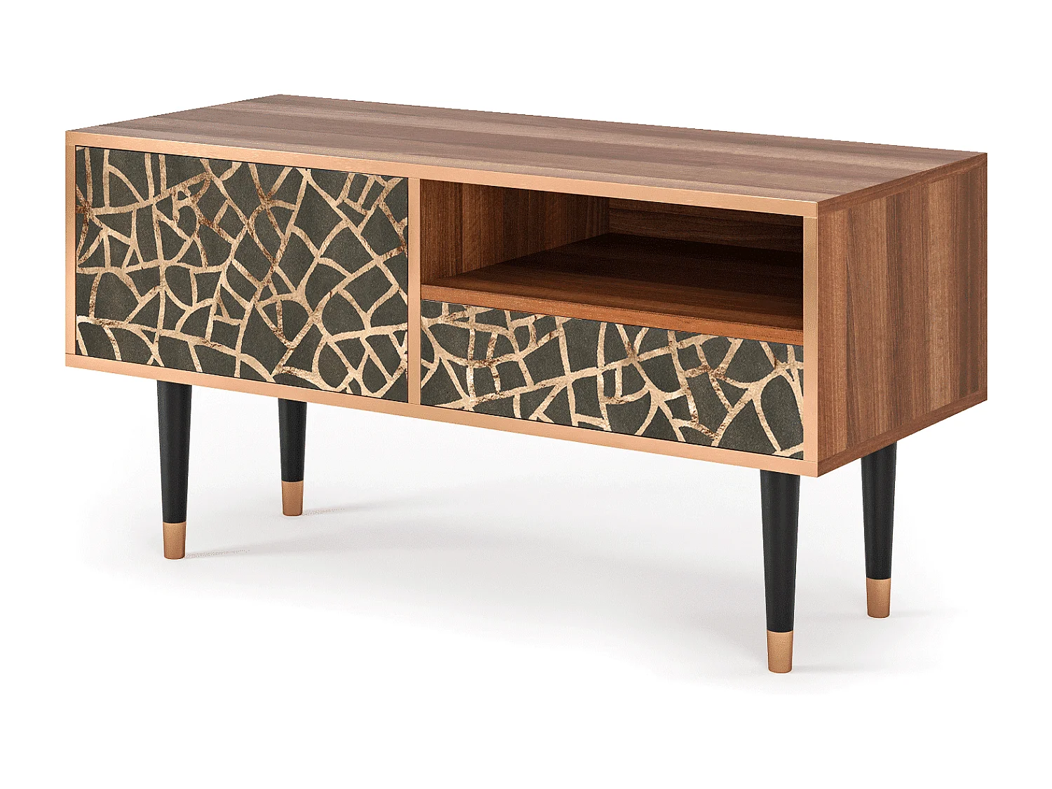 Szafka RTV - 115х59х48 cm - T3 - Enlarged Leaf, Orzech