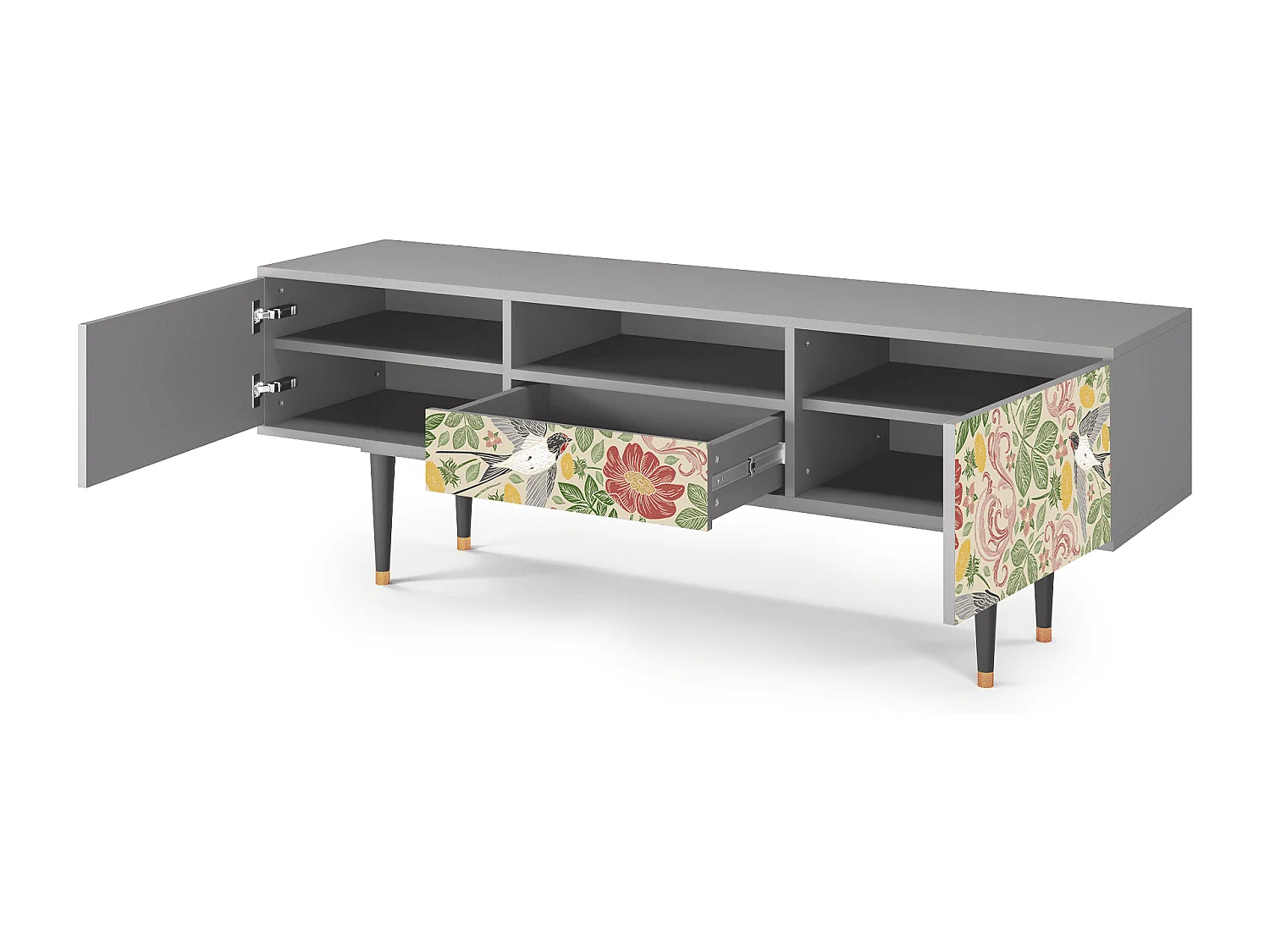 Mobile TV - 170х59х41 cm - T6 - Spring Swallow, Grigio