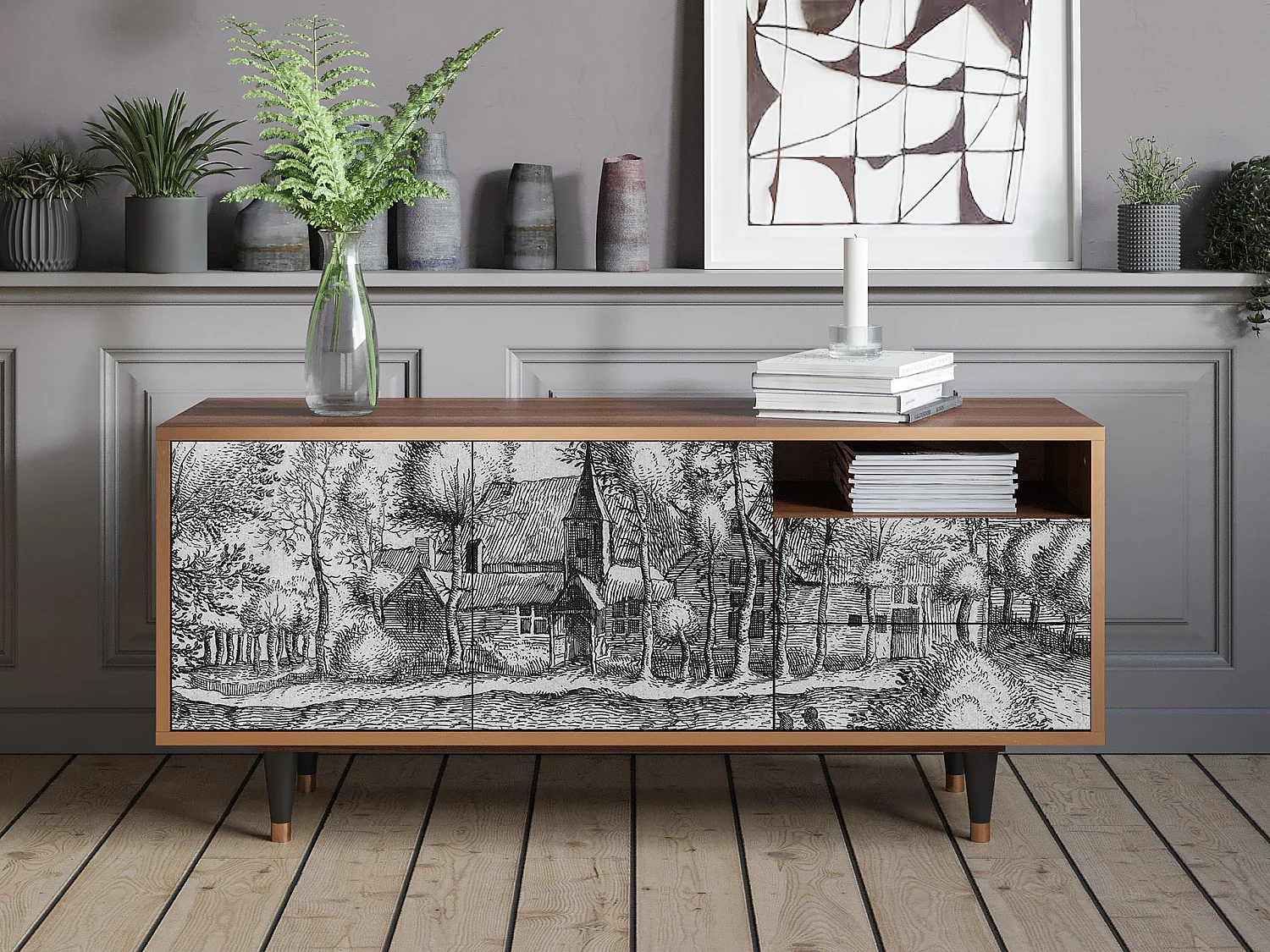 Meuble TV - 125х56х41 cm - T7 - A Pond, Noyer